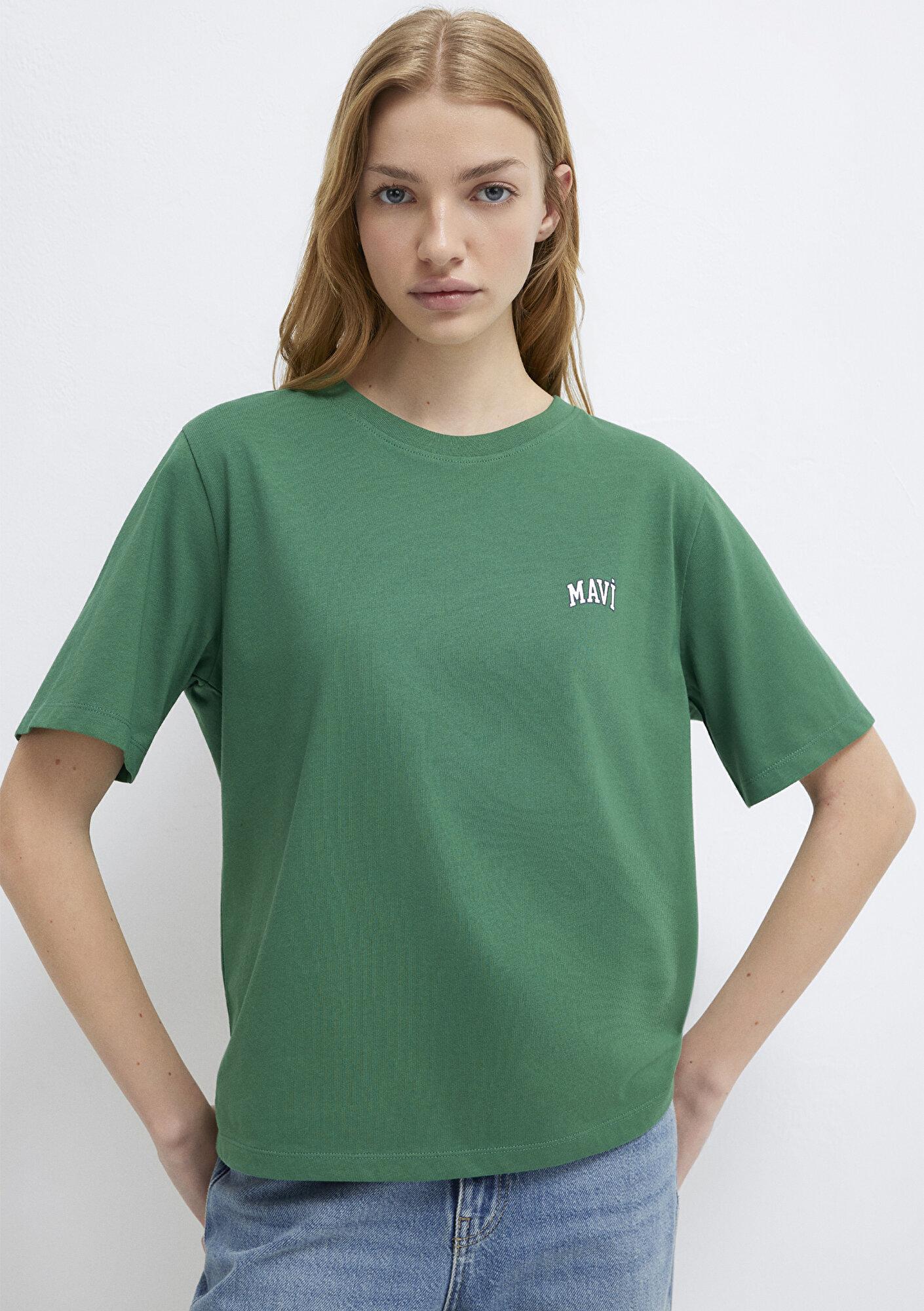 Mavi Mavi Logo Baskılı Yeşil Tişört Regular Fit / Normal Kesim 1611900-71874