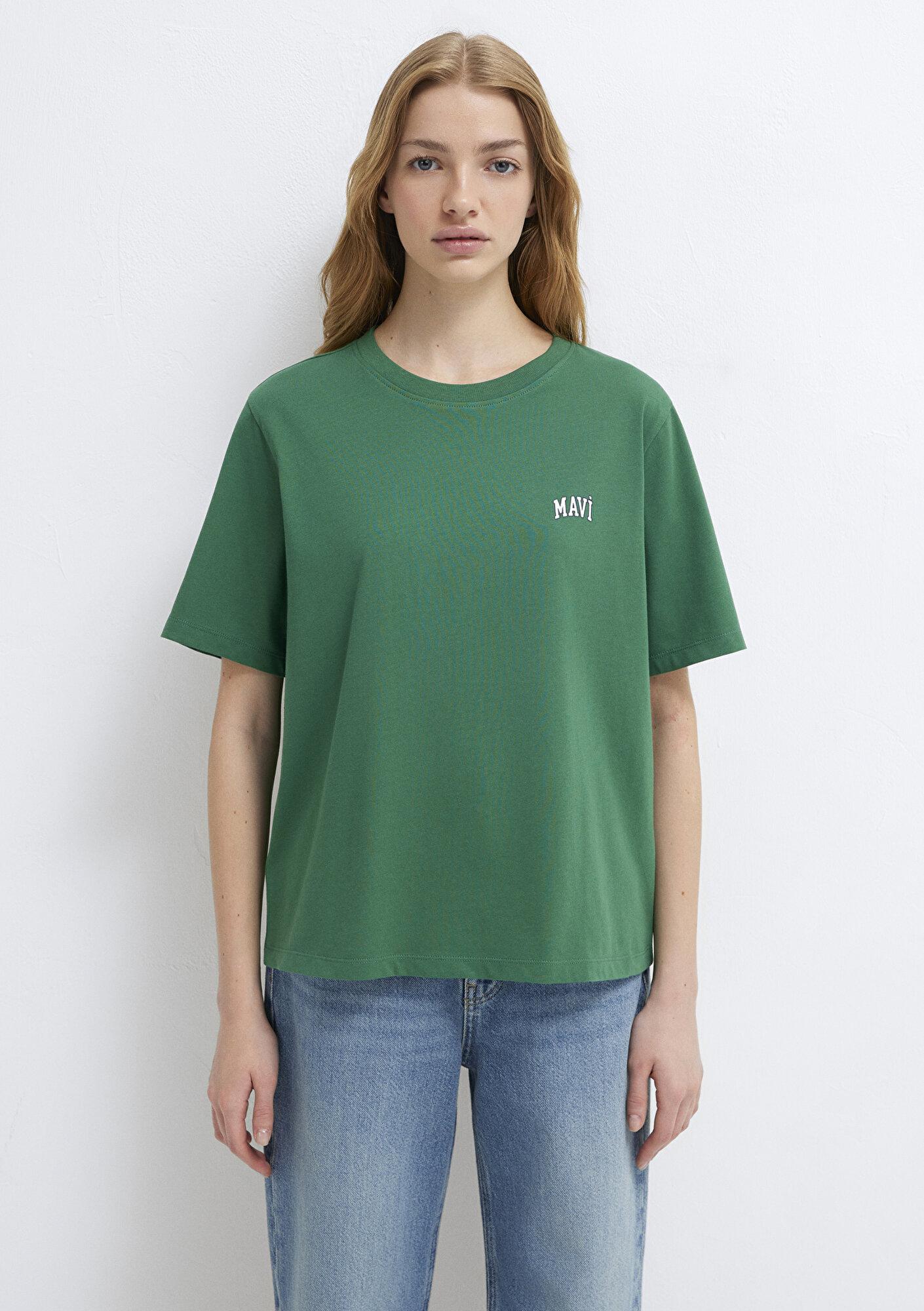 Mavi Mavi Logo Baskılı Yeşil Tişört Regular Fit / Normal Kesim 1611900-71874
