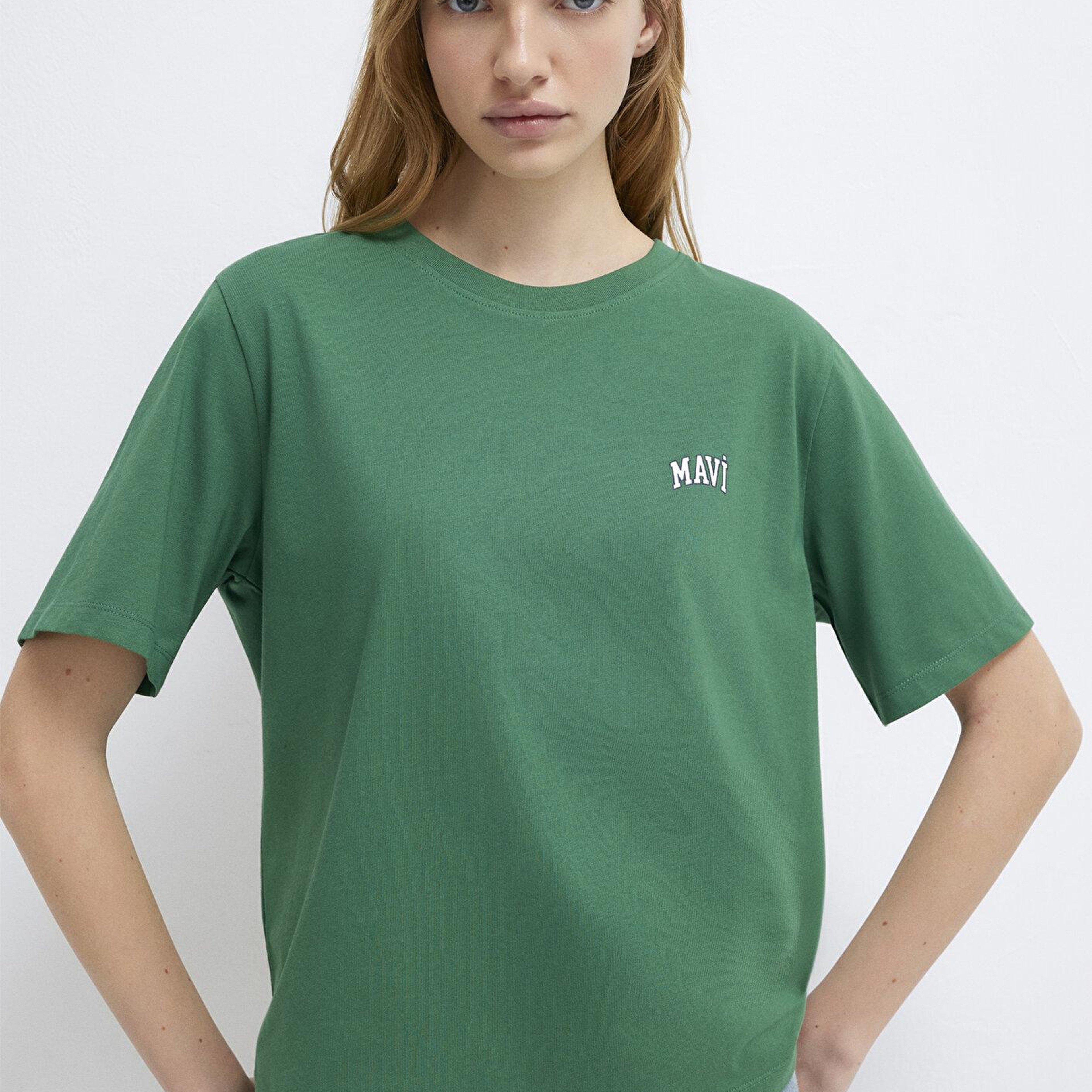 Mavi Mavi Logo Baskılı Yeşil Tişört Regular Fit / Normal Kesim 1611900-71874