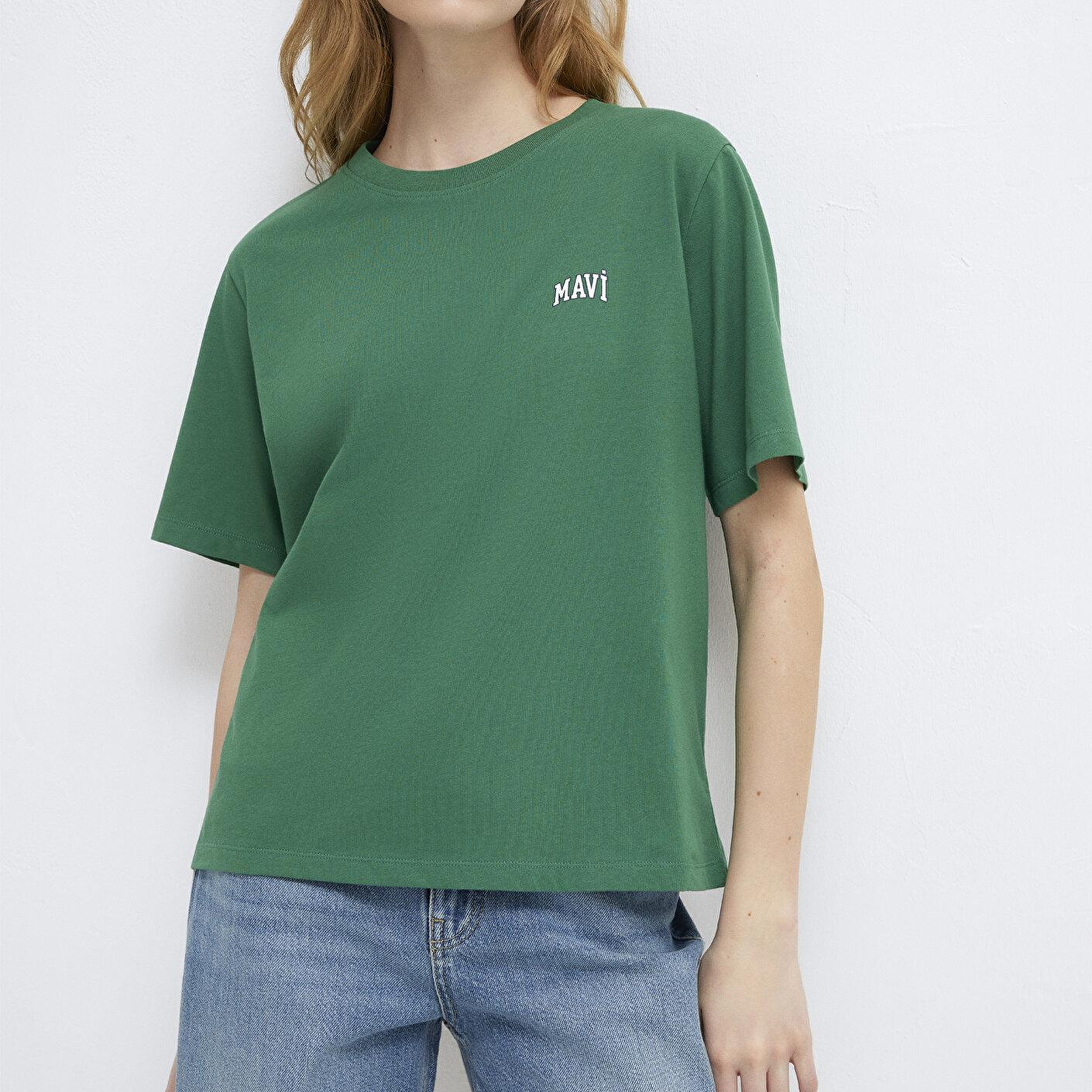 Mavi Mavi Logo Baskılı Yeşil Tişört Regular Fit / Normal Kesim 1611900-71874