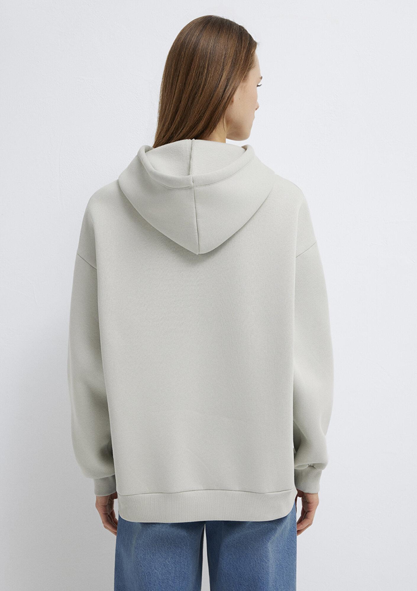 Mavi Mavi Logo Baskılı Kapüşonlu Gri Sweatshirt 1600361-34322