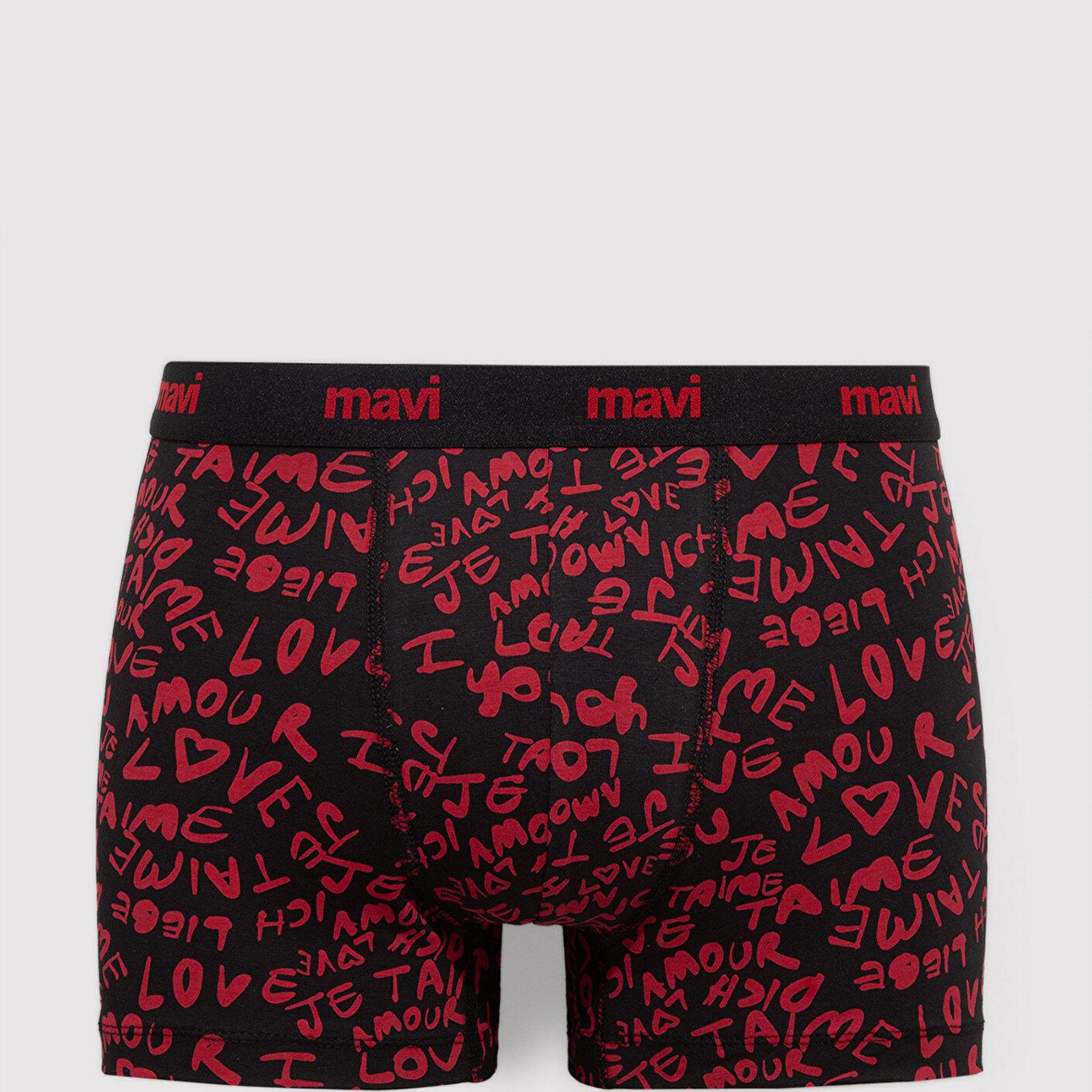 Mavi Baskılı Kırmızı Boxer 0910948-900