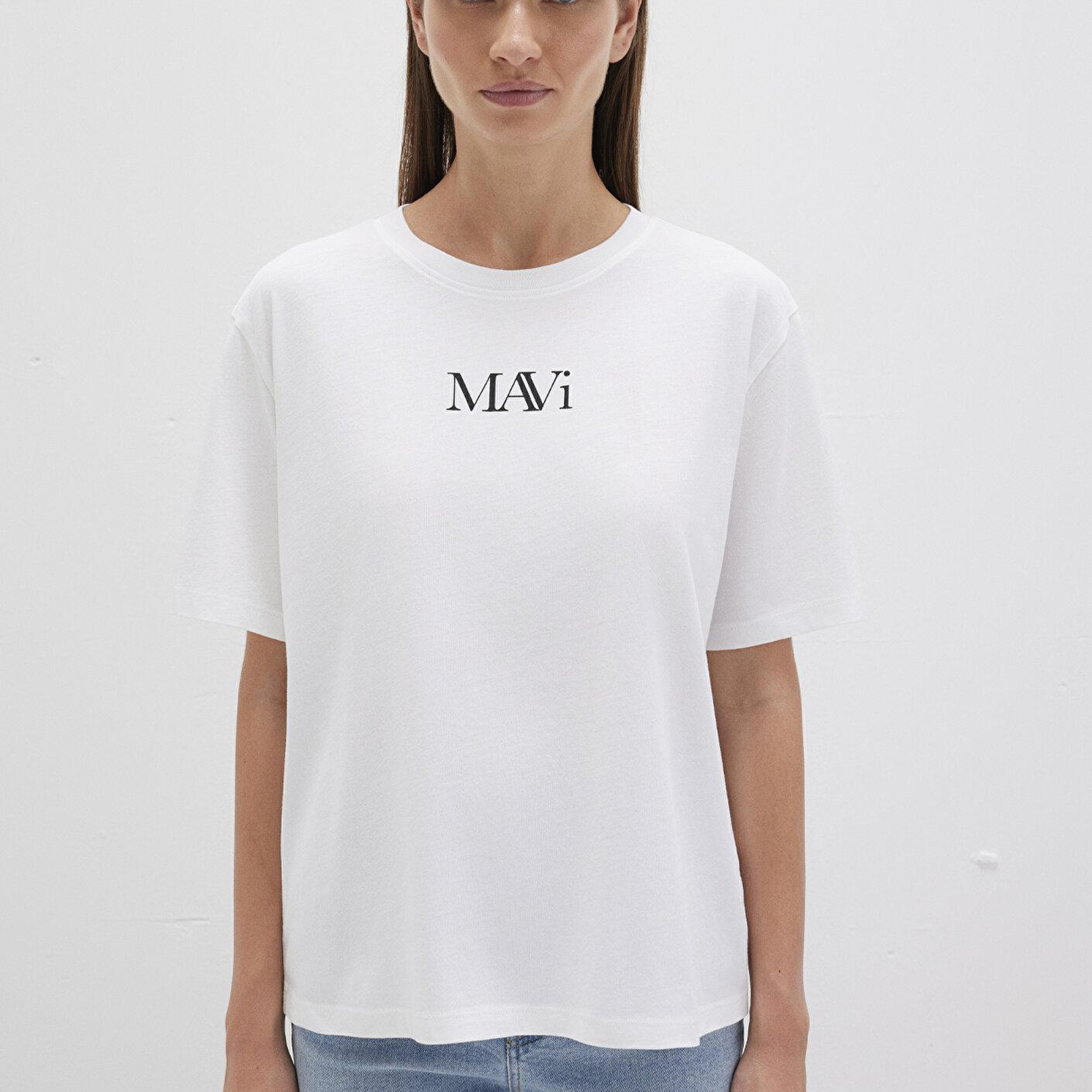 Mavi Mavi Logo Baskılı Beyaz Tişört Regular Fit / Normal Kesim 1611594-620