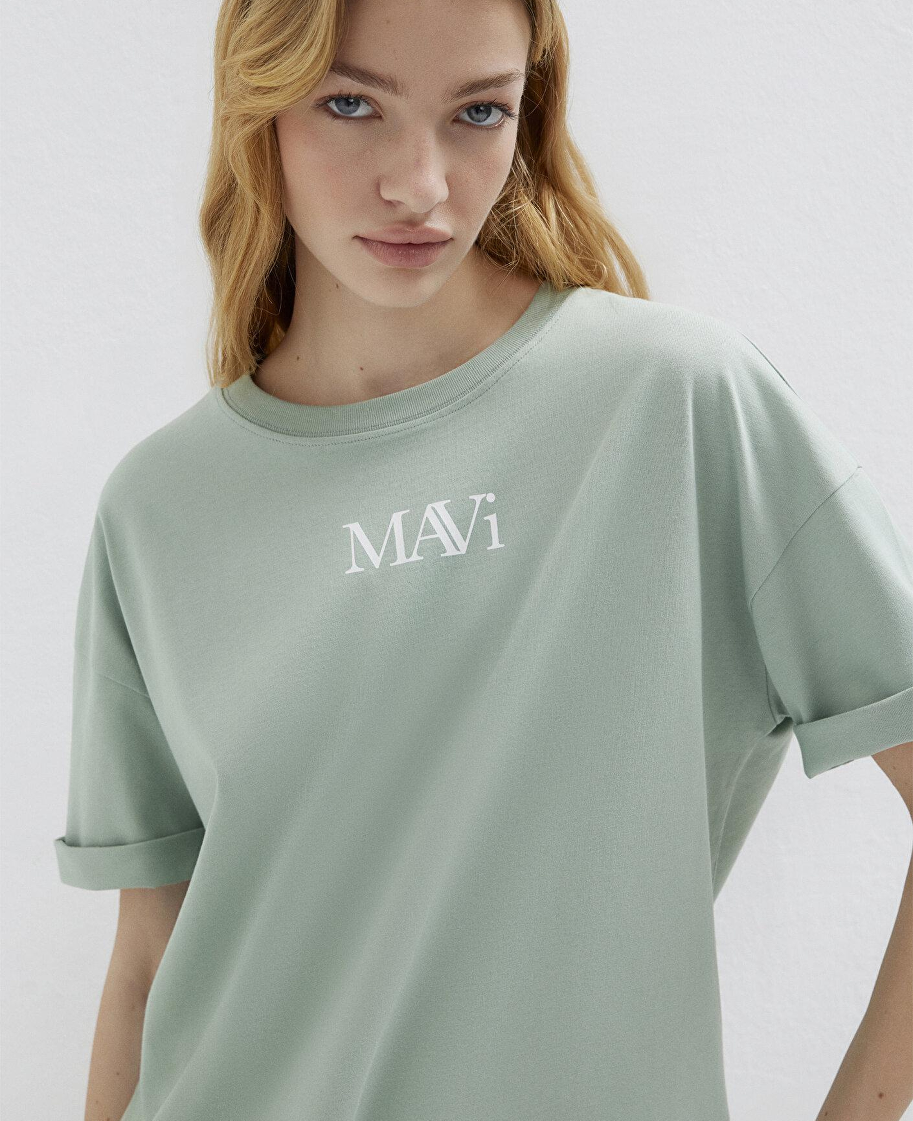 Mavi Mavi Logo Baskılı Yeşil Tişört Oversize / Geniş Kesim 1611593-71787