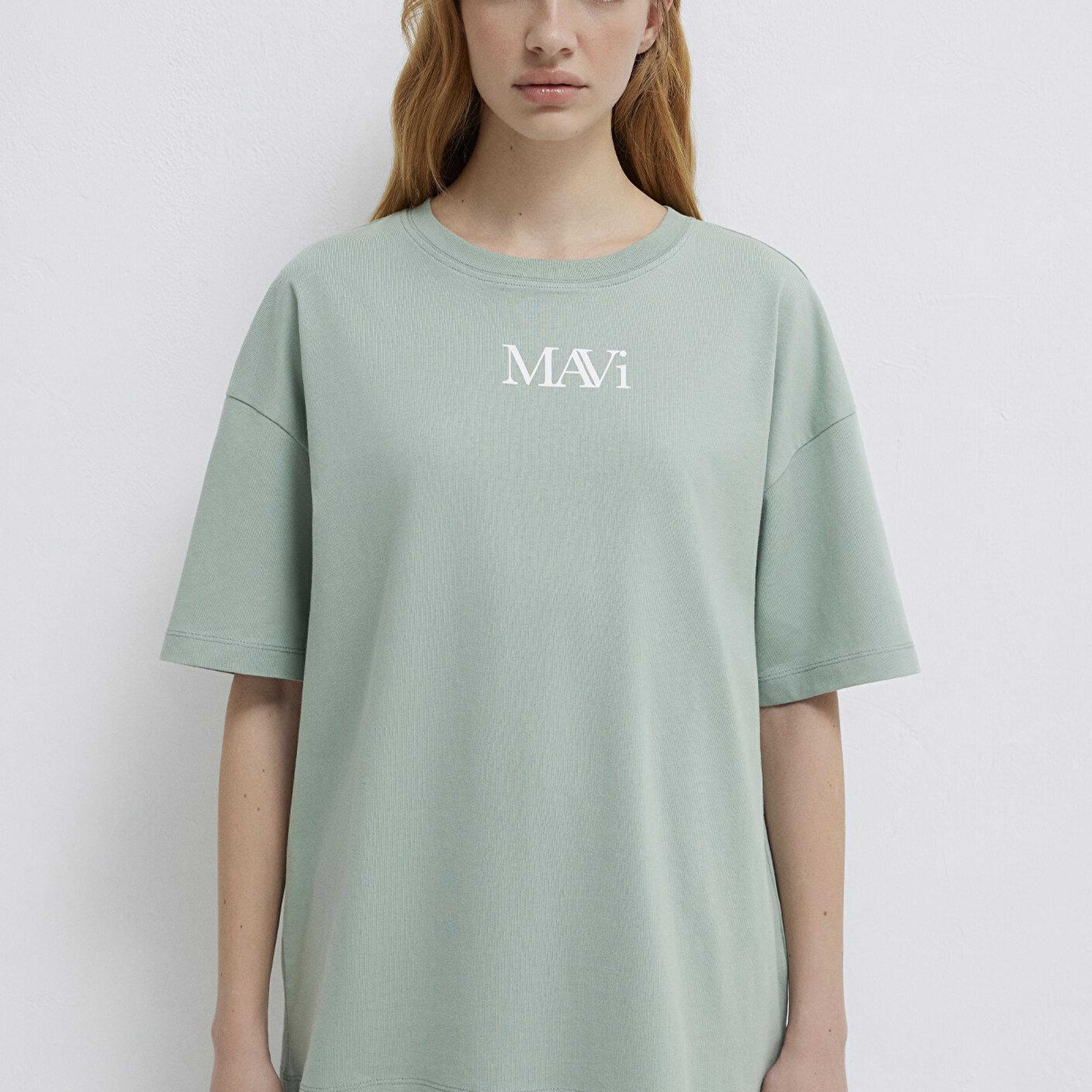 Mavi Mavi Logo Baskılı Yeşil Tişört Oversize / Geniş Kesim 1611593-71787