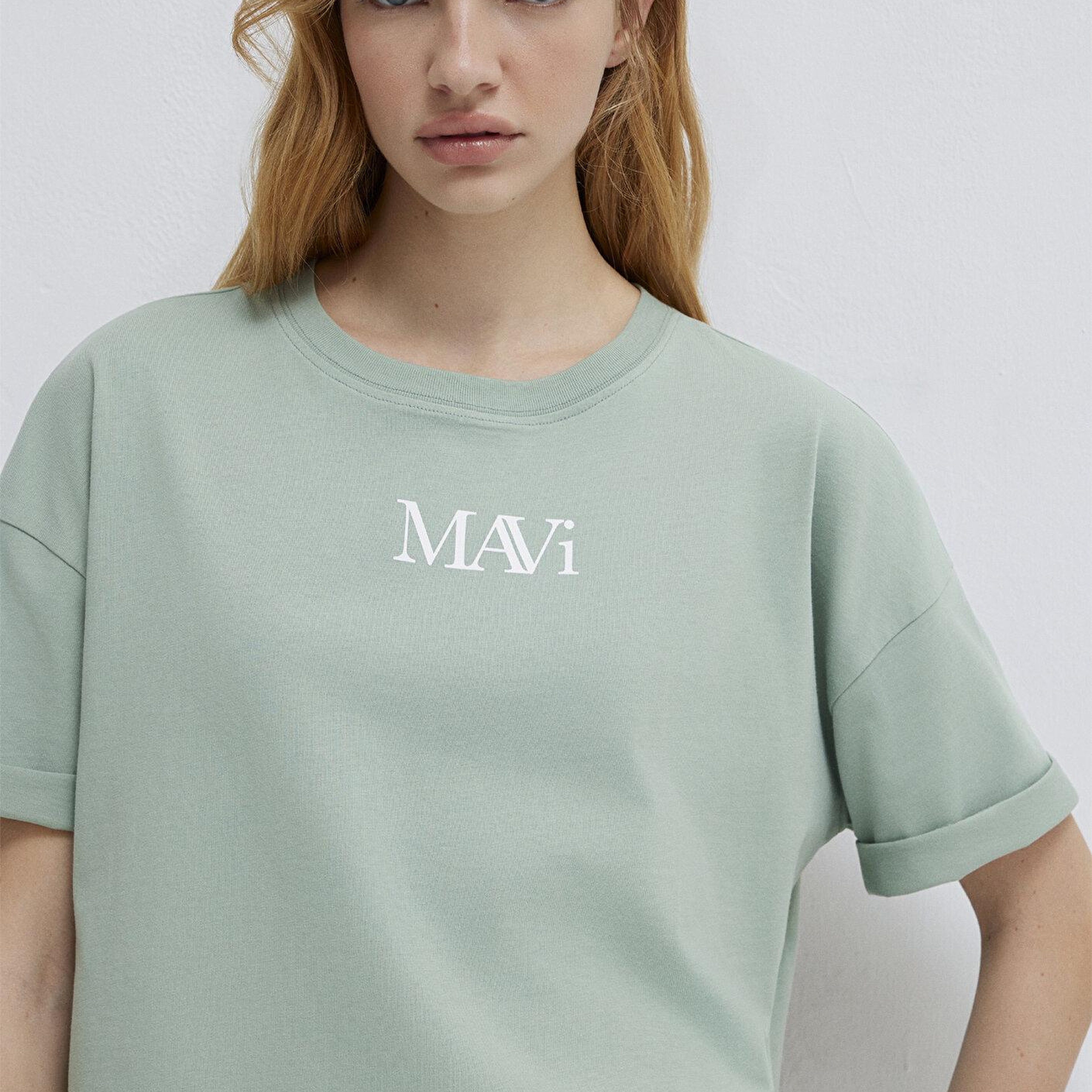 Mavi Mavi Logo Baskılı Yeşil Tişört Oversize / Geniş Kesim 1611593-71787
