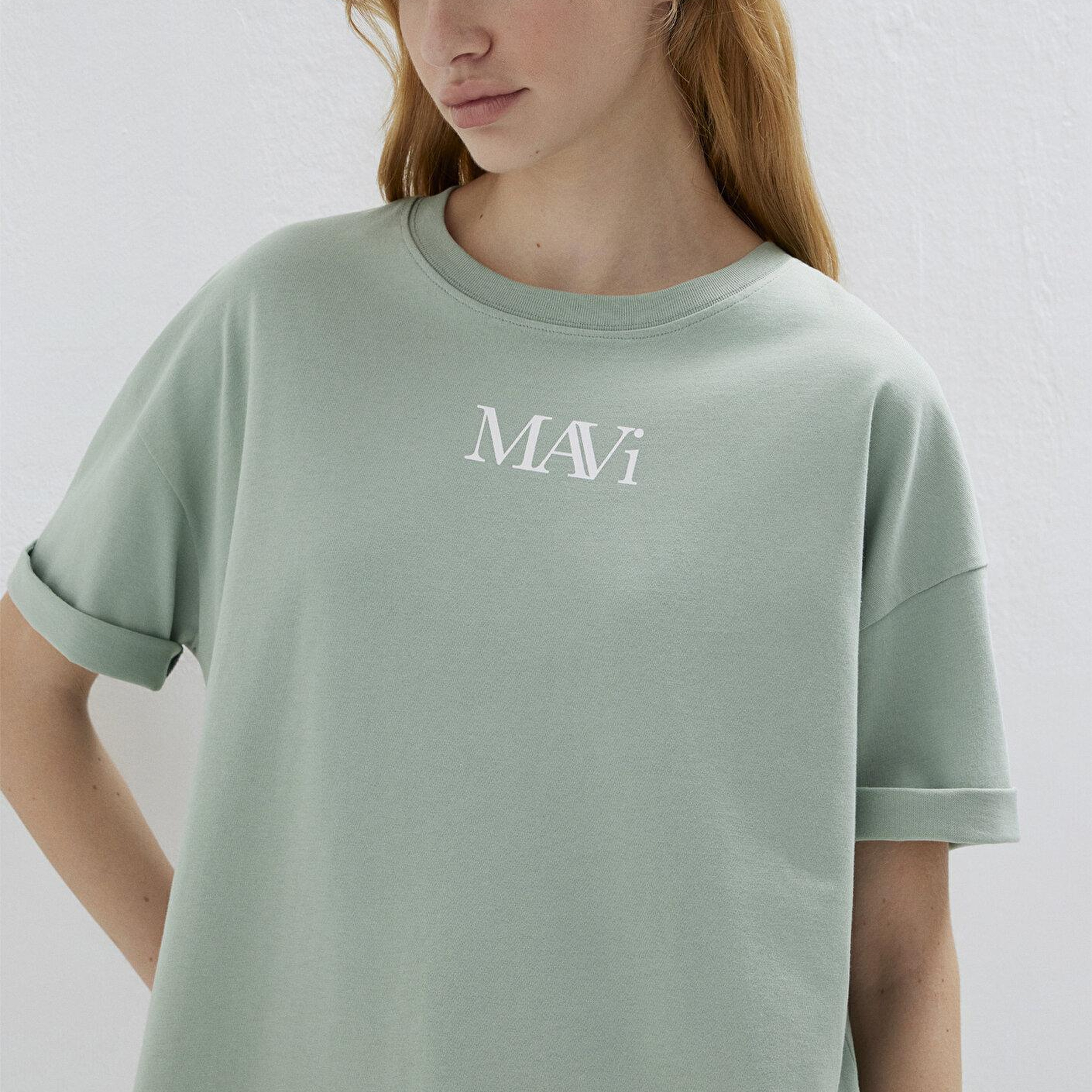 Mavi Mavi Logo Baskılı Yeşil Tişört Oversize / Geniş Kesim 1611593-71787