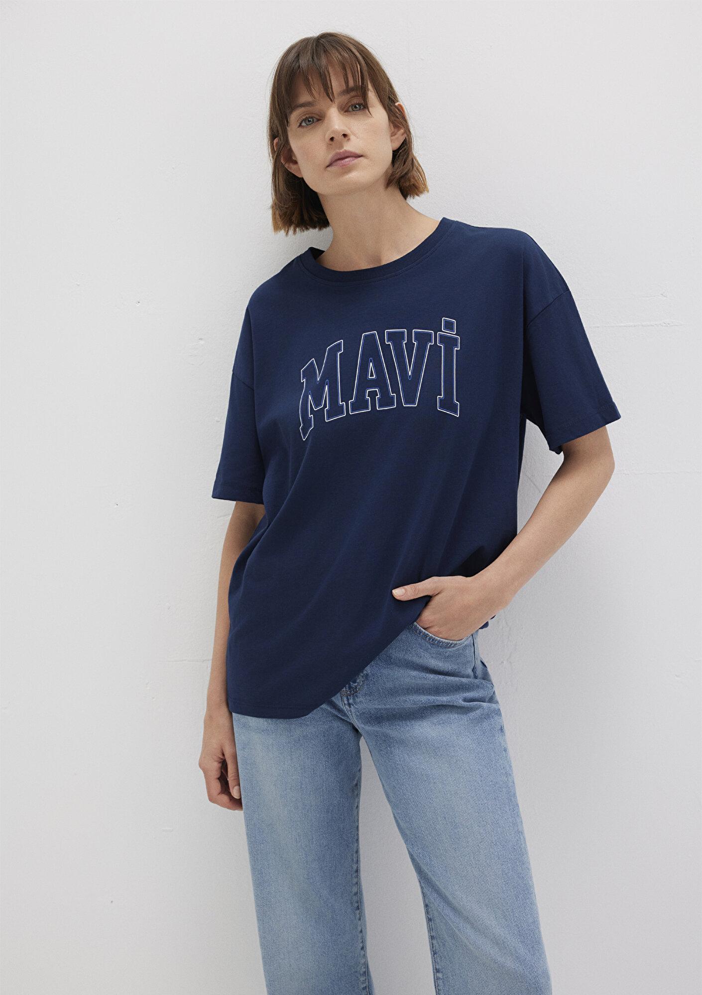Mavi Mavi Logo Baskılı Lacivert Tişört Regular Fit / Normal Kesim 1611193-70488