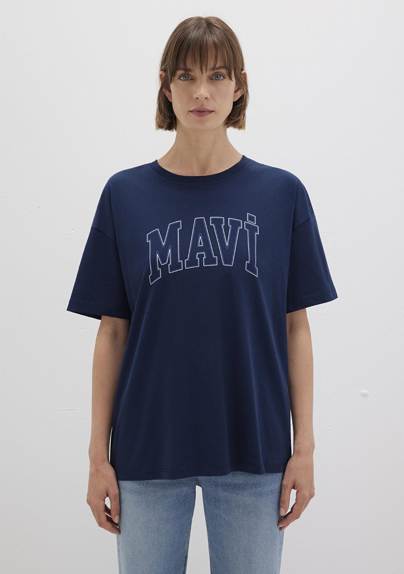 Mavi Mavi Logo Baskılı Lacivert Tişört Regular Fit / Normal Kesim 1611193-70488