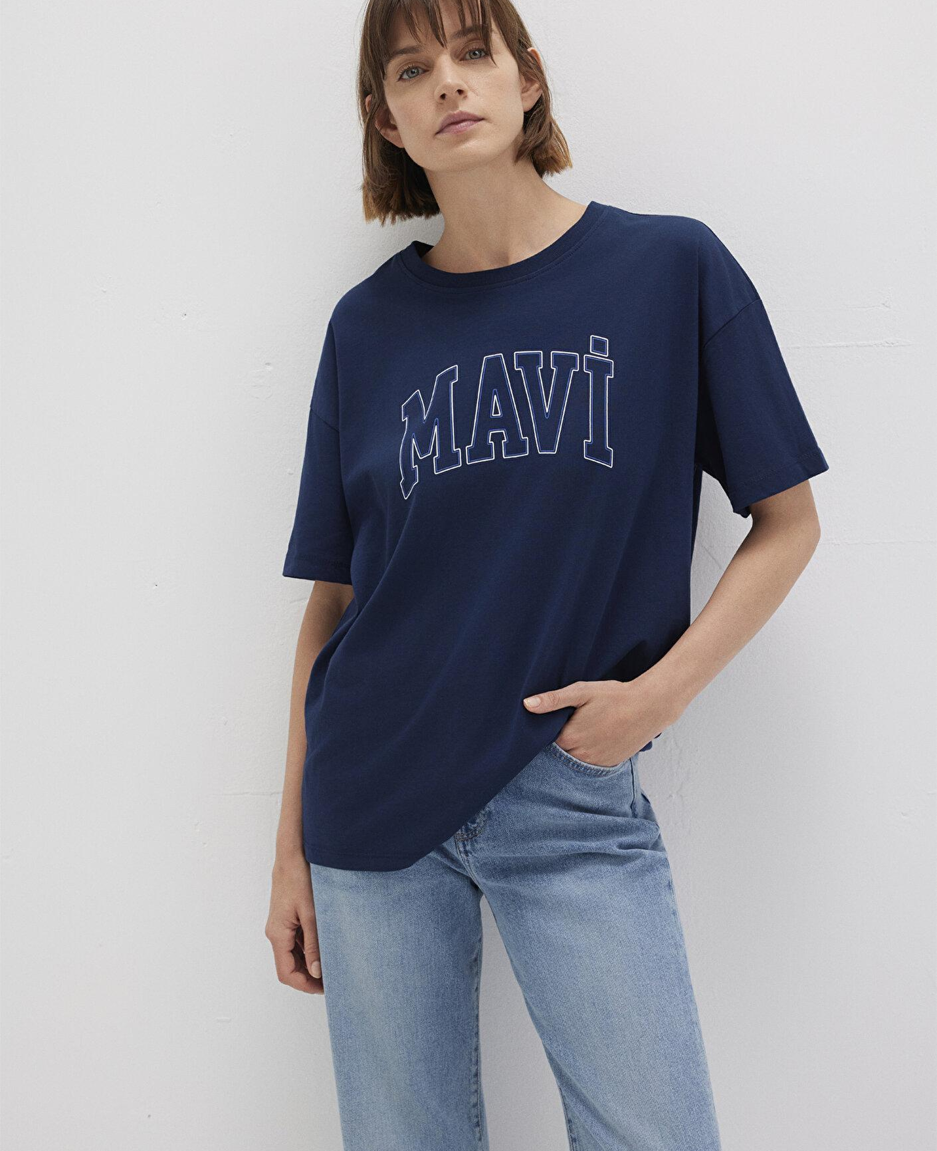 Mavi Mavi Logo Baskılı Lacivert Tişört Regular Fit / Normal Kesim 1611193-70488