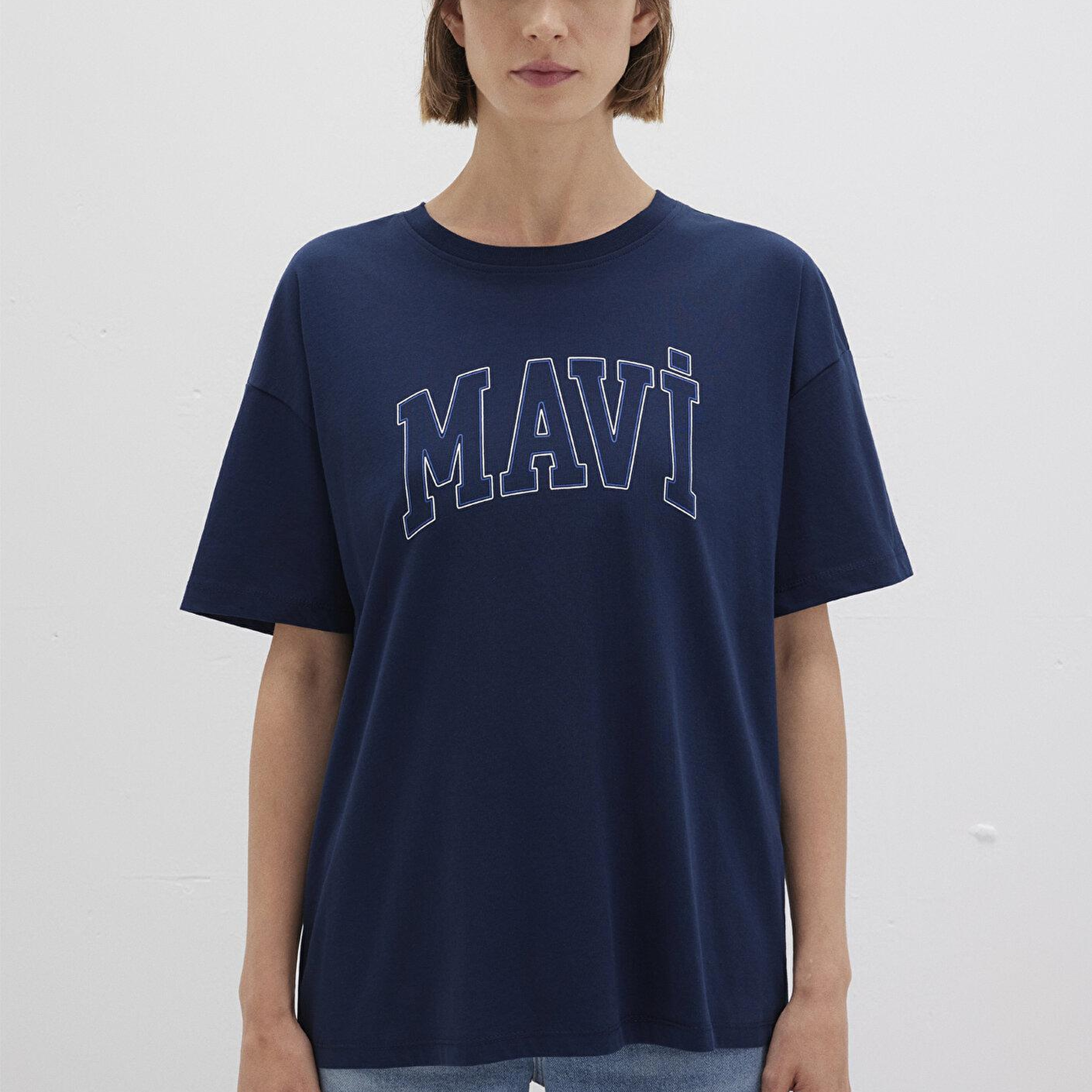 Mavi Mavi Logo Baskılı Lacivert Tişört Regular Fit / Normal Kesim 1611193-70488