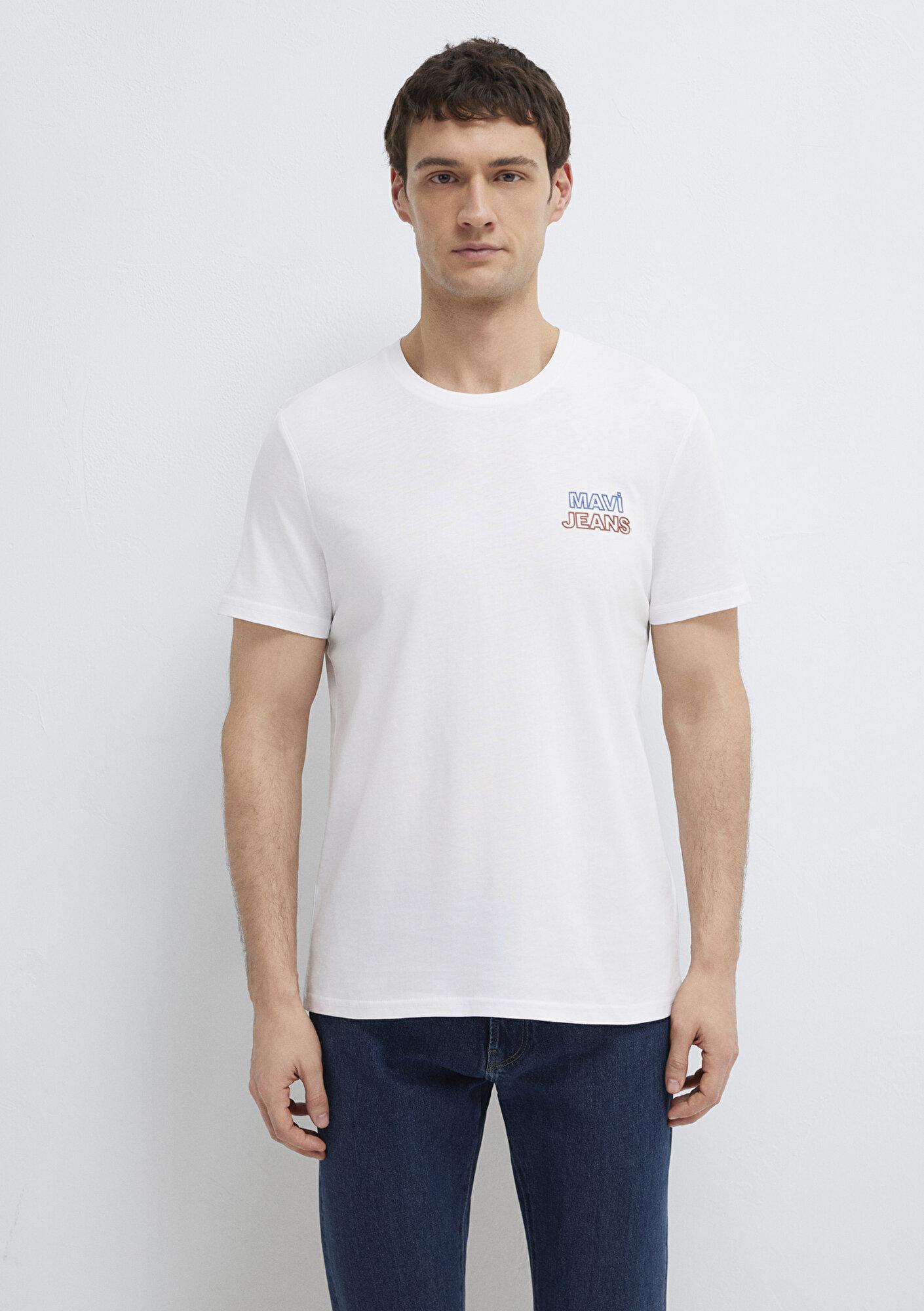Mavi Mavi Jeans Baskılı Beyaz Tişört Slim Fit / Dar Kesim 066841-620