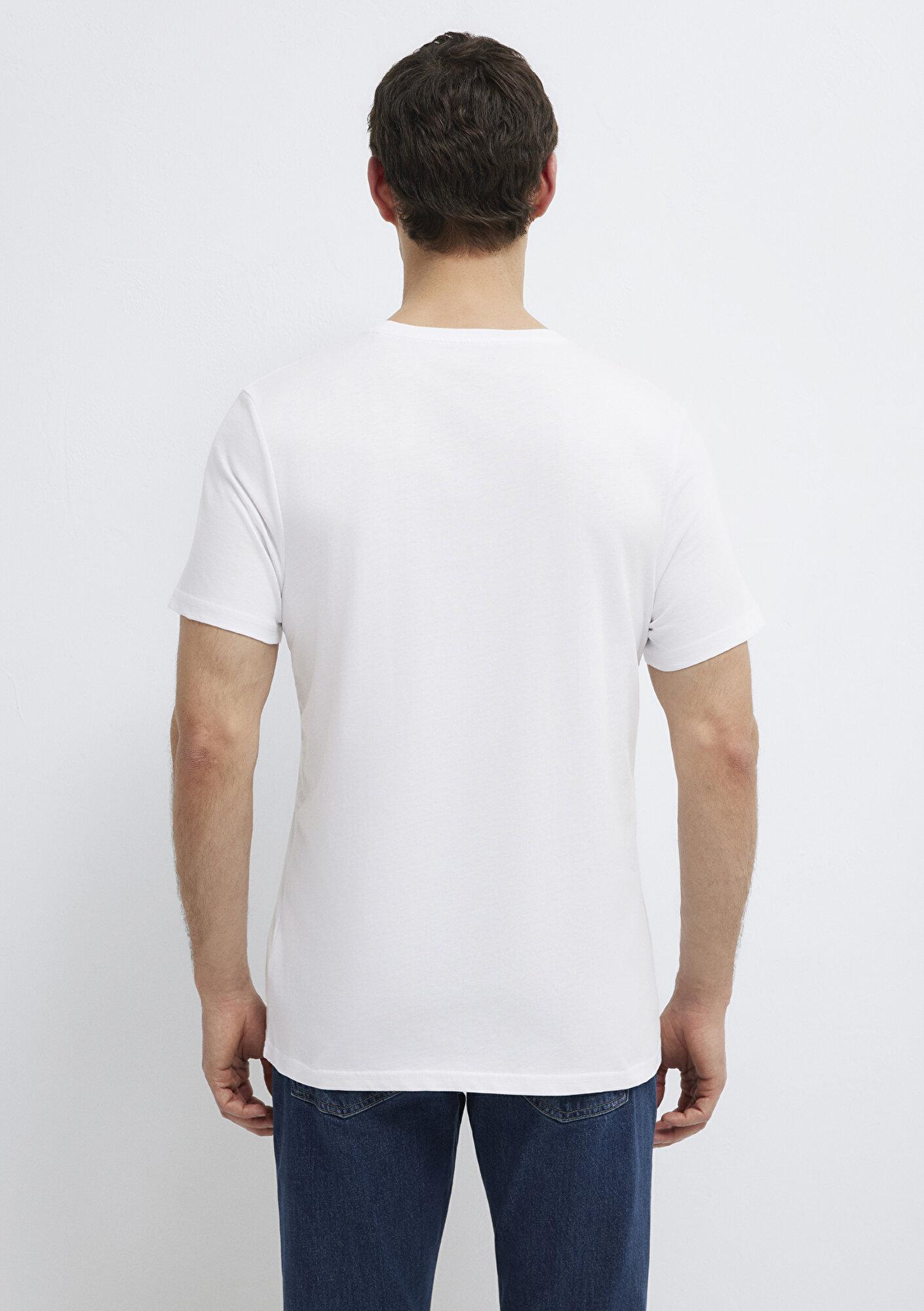 Mavi Mavi Jeans Baskılı Beyaz Tişört Slim Fit / Dar Kesim 066841-620