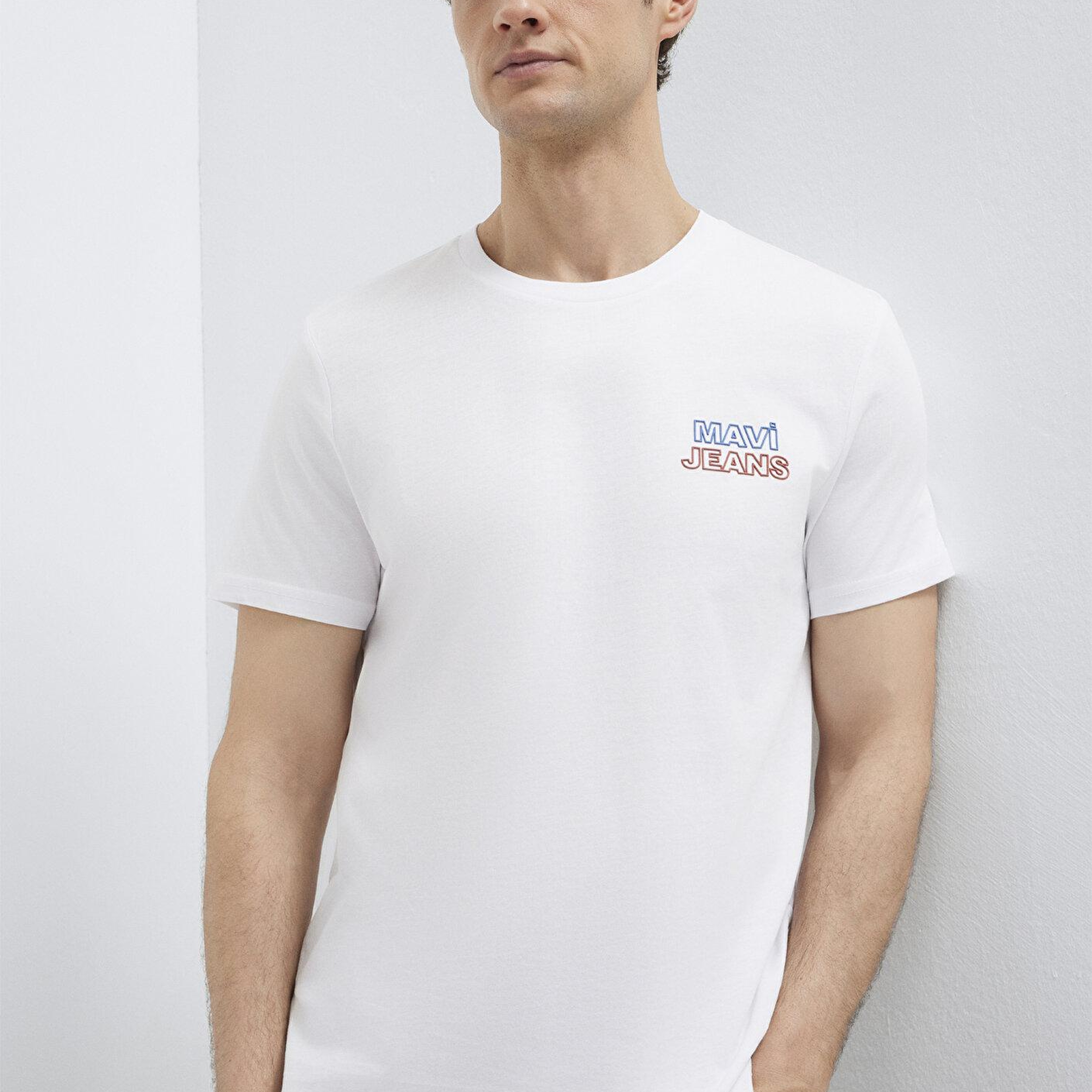 Mavi Mavi Jeans Baskılı Beyaz Tişört Slim Fit / Dar Kesim 066841-620