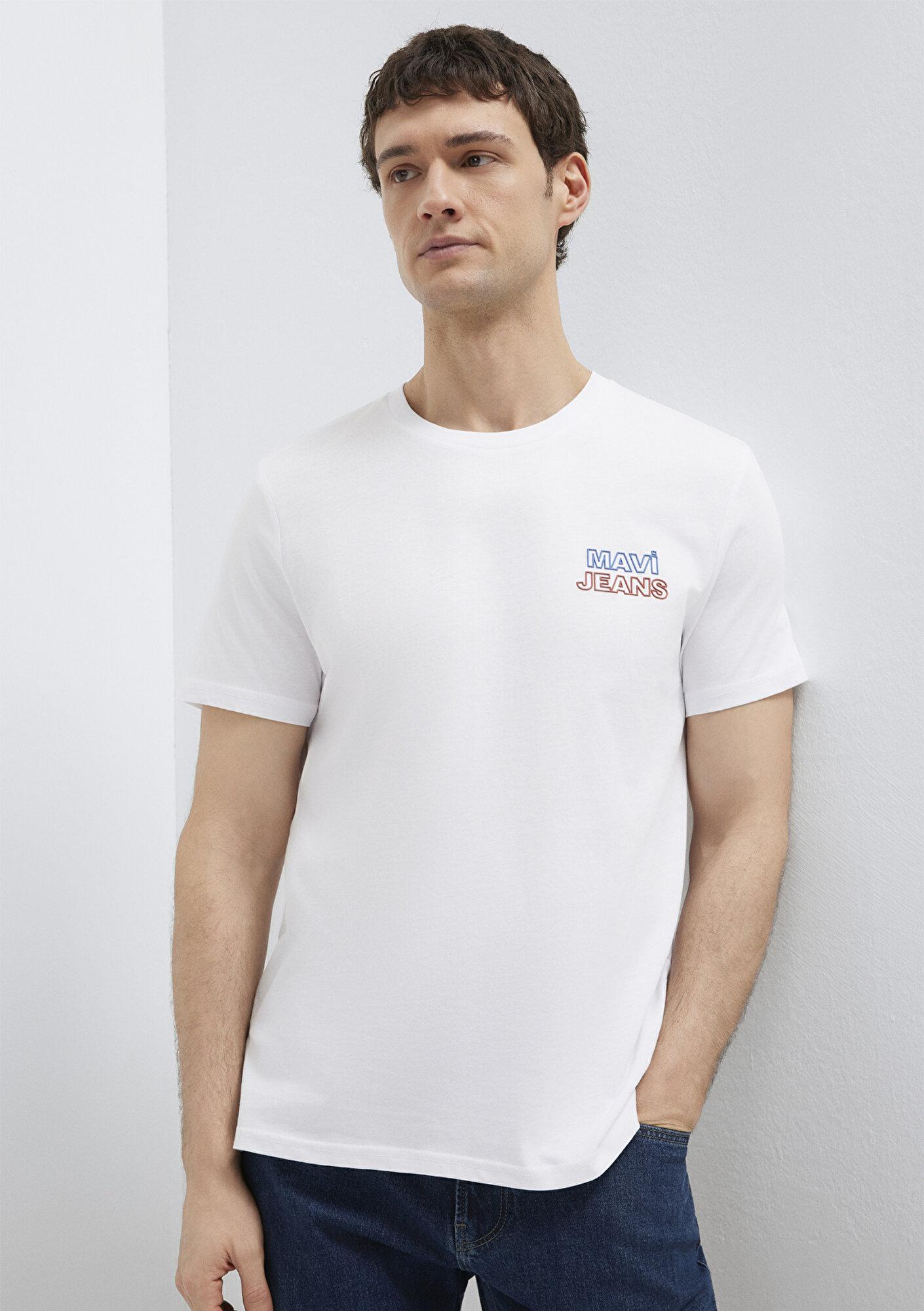 Mavi Mavi Jeans Baskılı Beyaz Tişört Slim Fit / Dar Kesim 066841-620