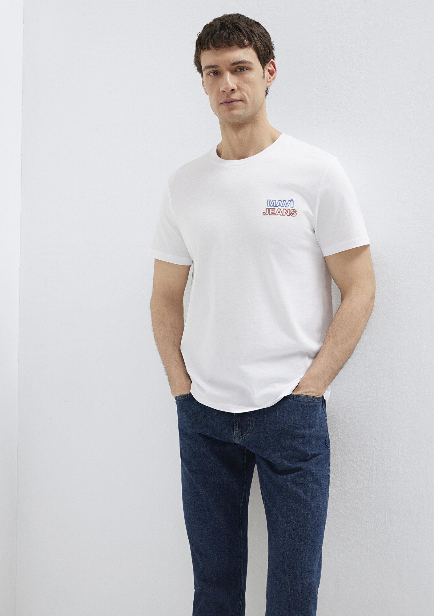 Mavi Mavi Jeans Baskılı Beyaz Tişört Slim Fit / Dar Kesim 066841-620