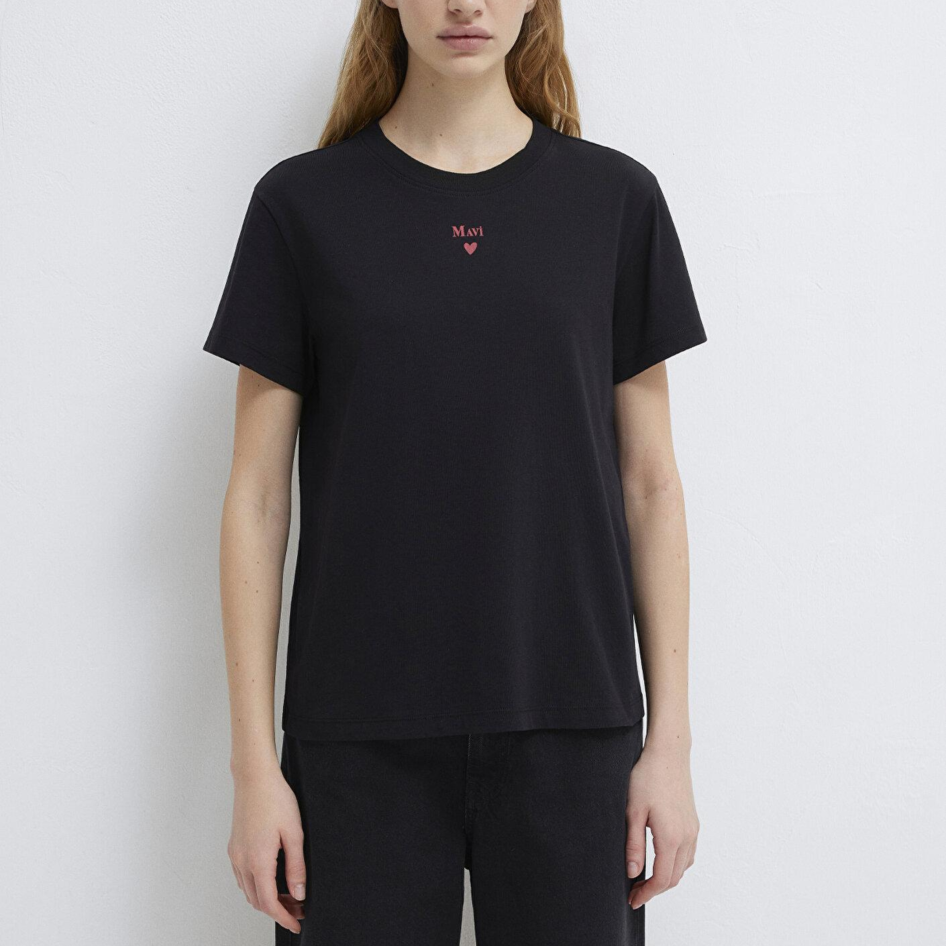 Mavi Mavi Logo Baskılı Siyah Tişört Semi Slim Fit / Yarı Dar Kesim 1601185-900