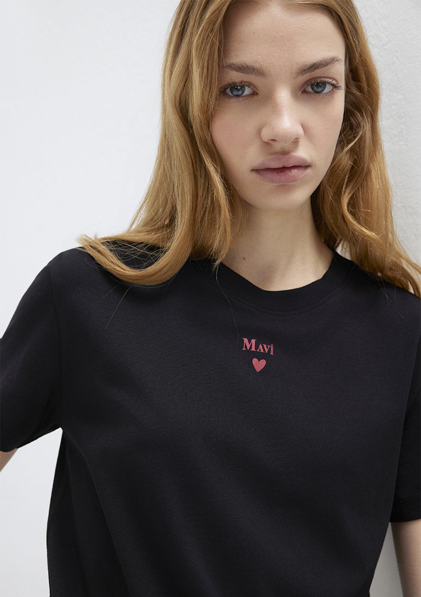 Mavi Mavi Logo Baskılı Siyah Tişört Semi Slim Fit / Yarı Dar Kesim 1601185-900