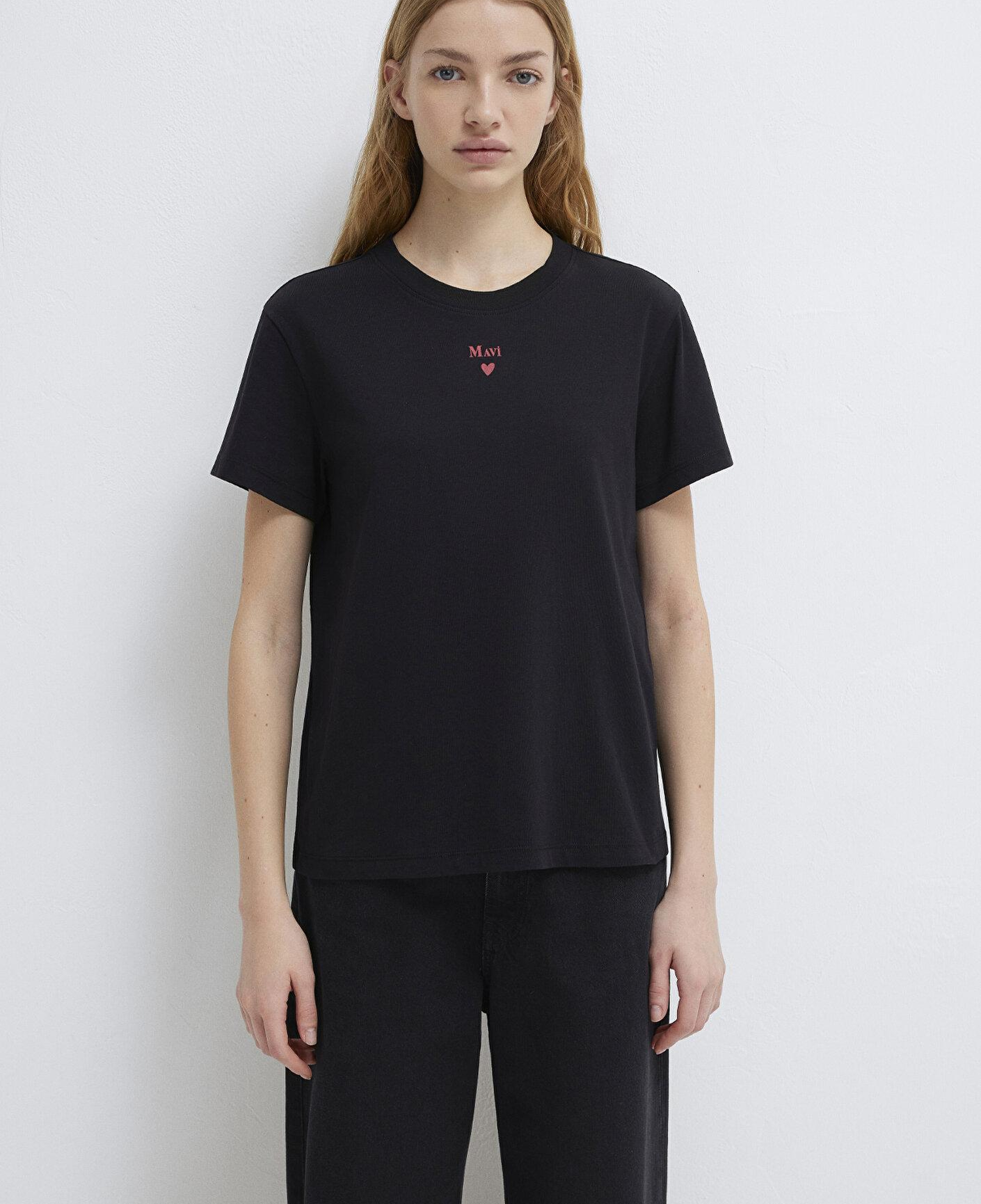 Mavi Mavi Logo Baskılı Siyah Tişört Semi Slim Fit / Yarı Dar Kesim 1601185-900