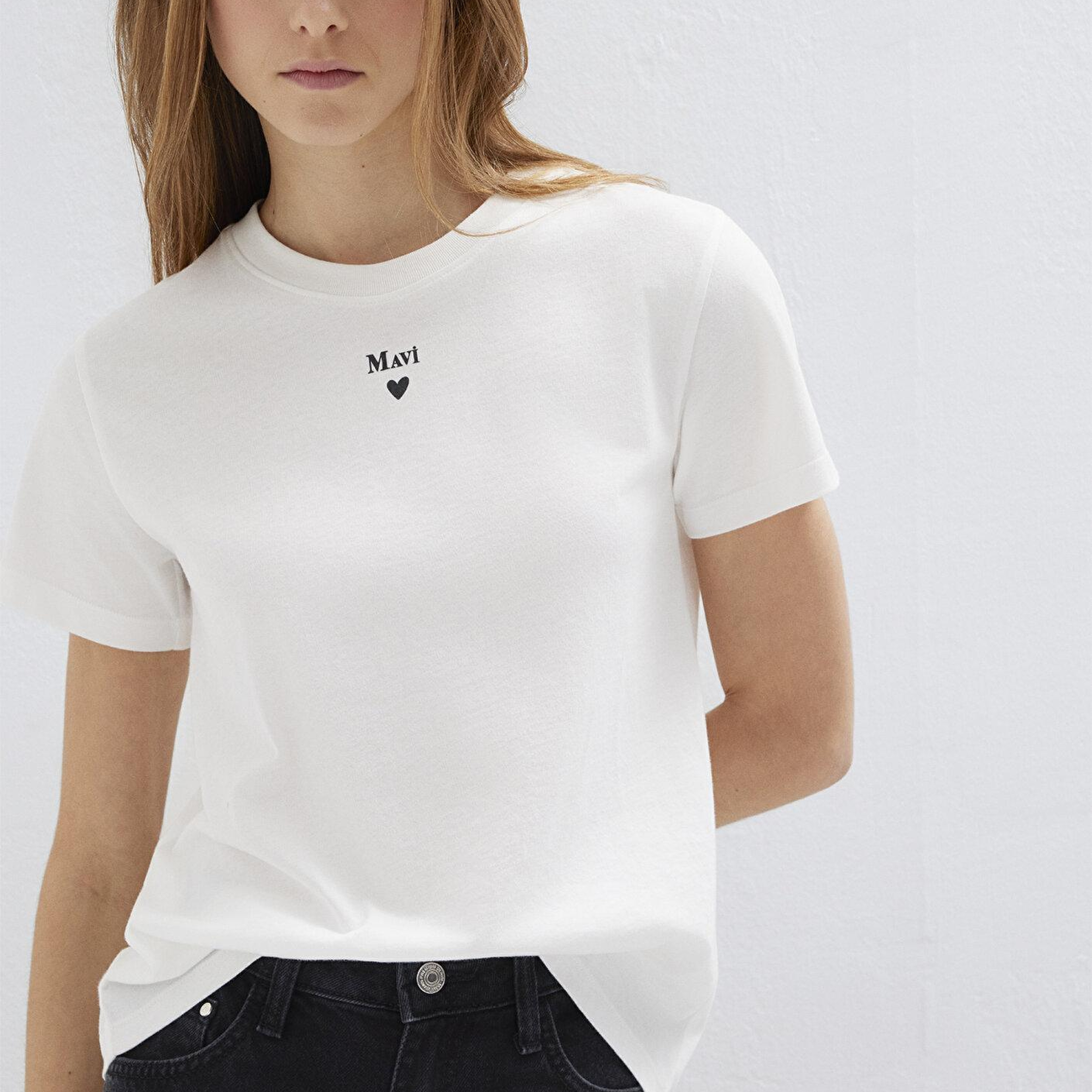 Mavi Mavi Logo Baskılı Beyaz Tişört Semi Slim Fit / Yarı Dar Kesim 1601185-33389