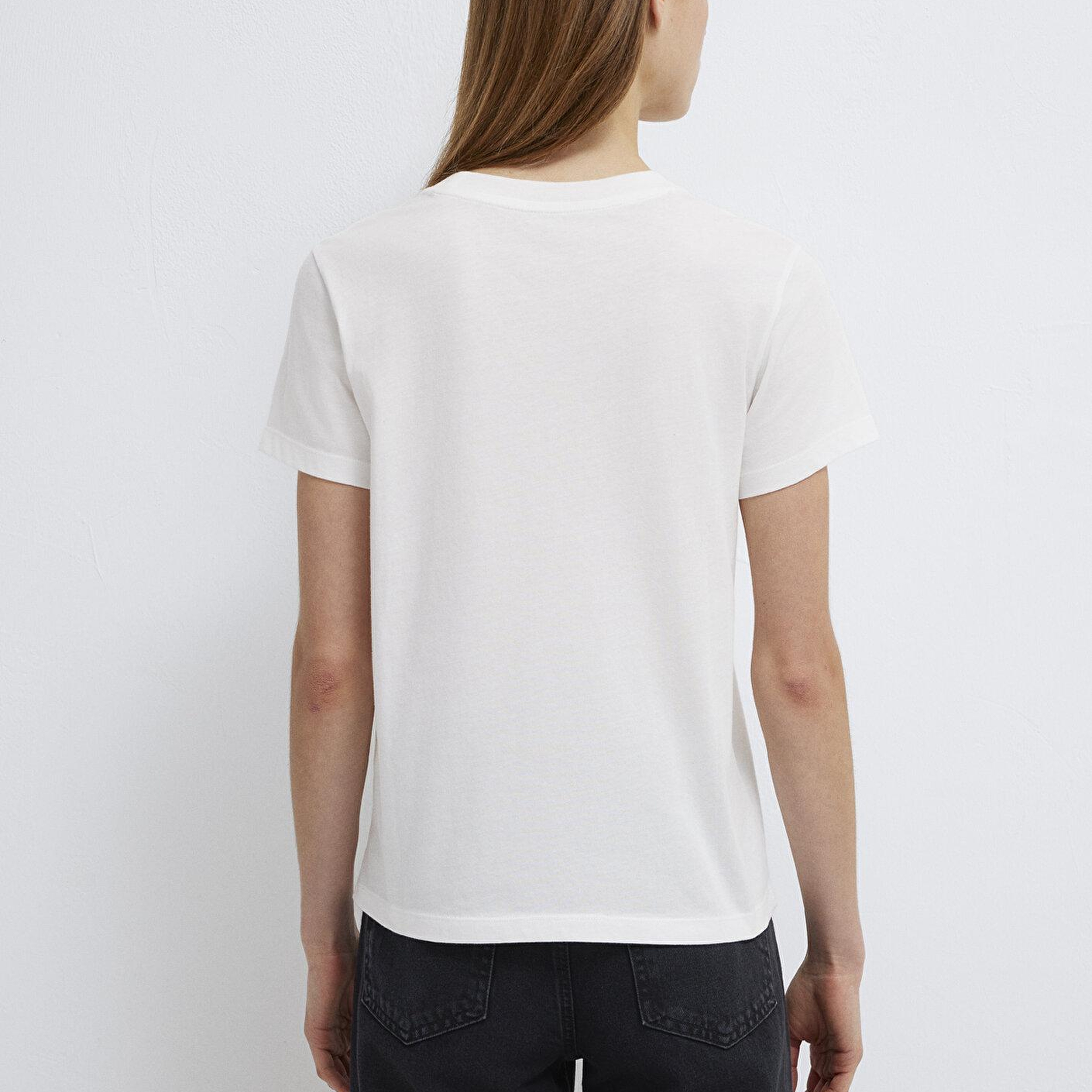 Mavi Mavi Logo Baskılı Beyaz Tişört Semi Slim Fit / Yarı Dar Kesim 1601185-33389