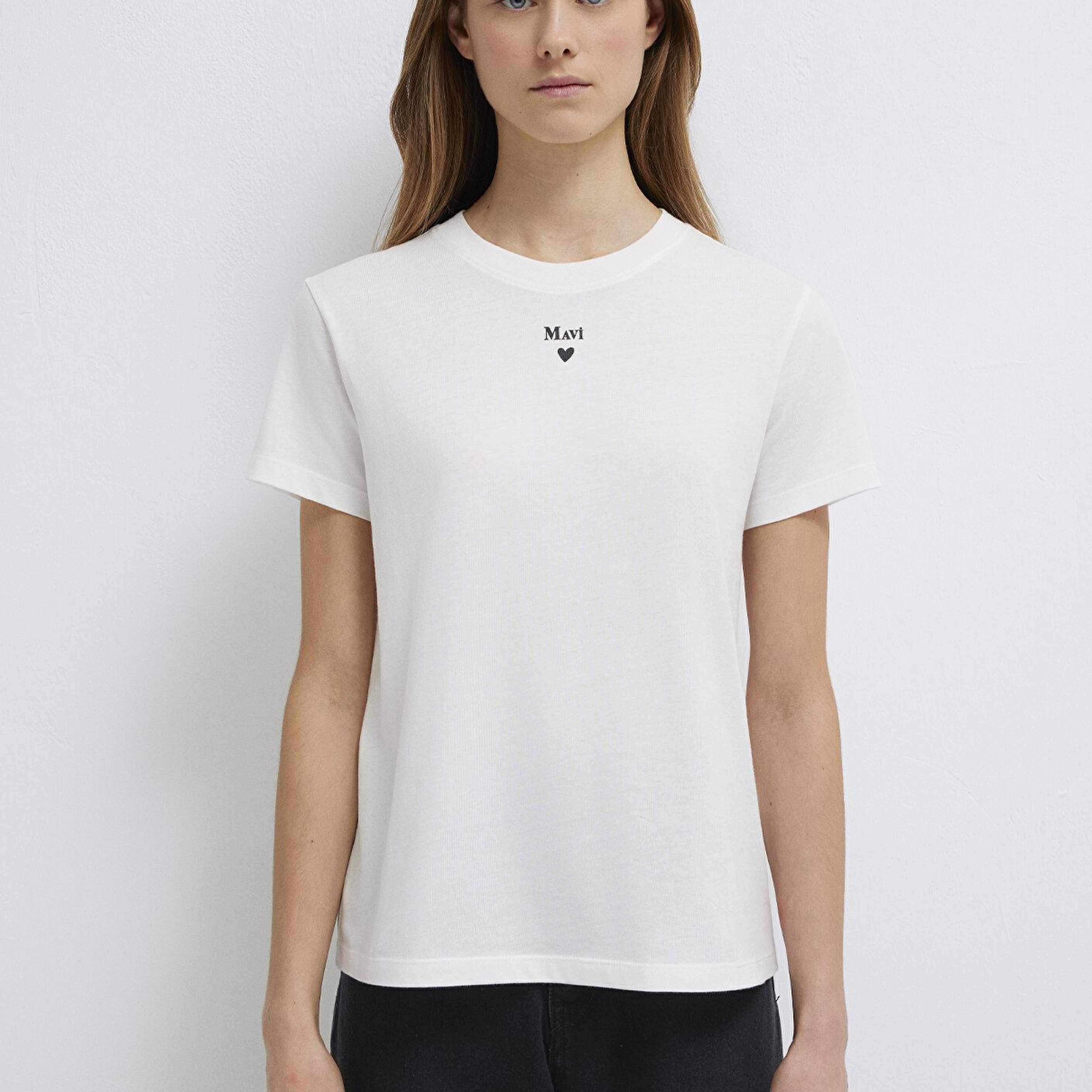 Mavi Mavi Logo Baskılı Beyaz Tişört Semi Slim Fit / Yarı Dar Kesim 1601185-33389