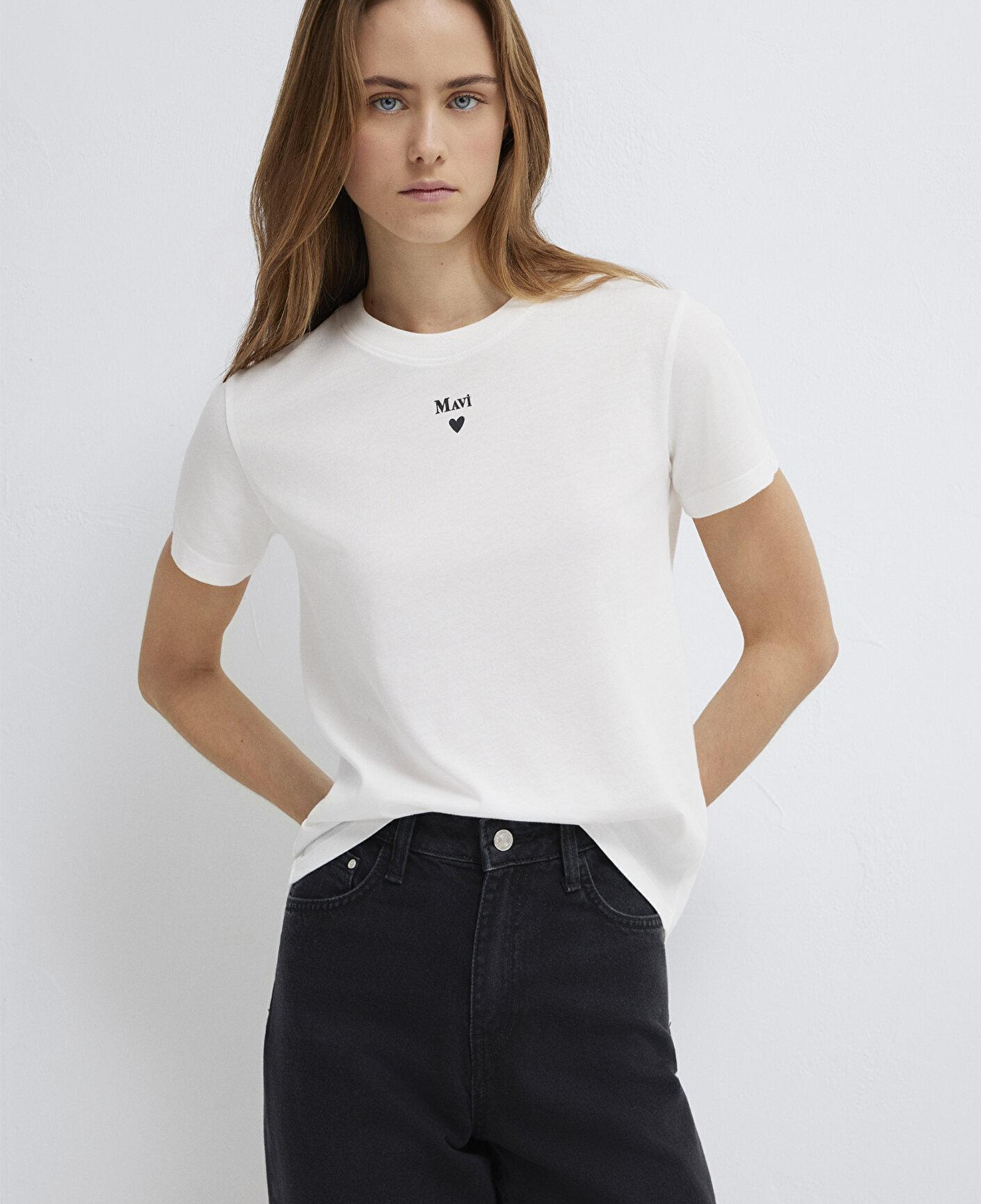 Mavi Mavi Logo Baskılı Beyaz Tişört Semi Slim Fit / Yarı Dar Kesim 1601185-33389