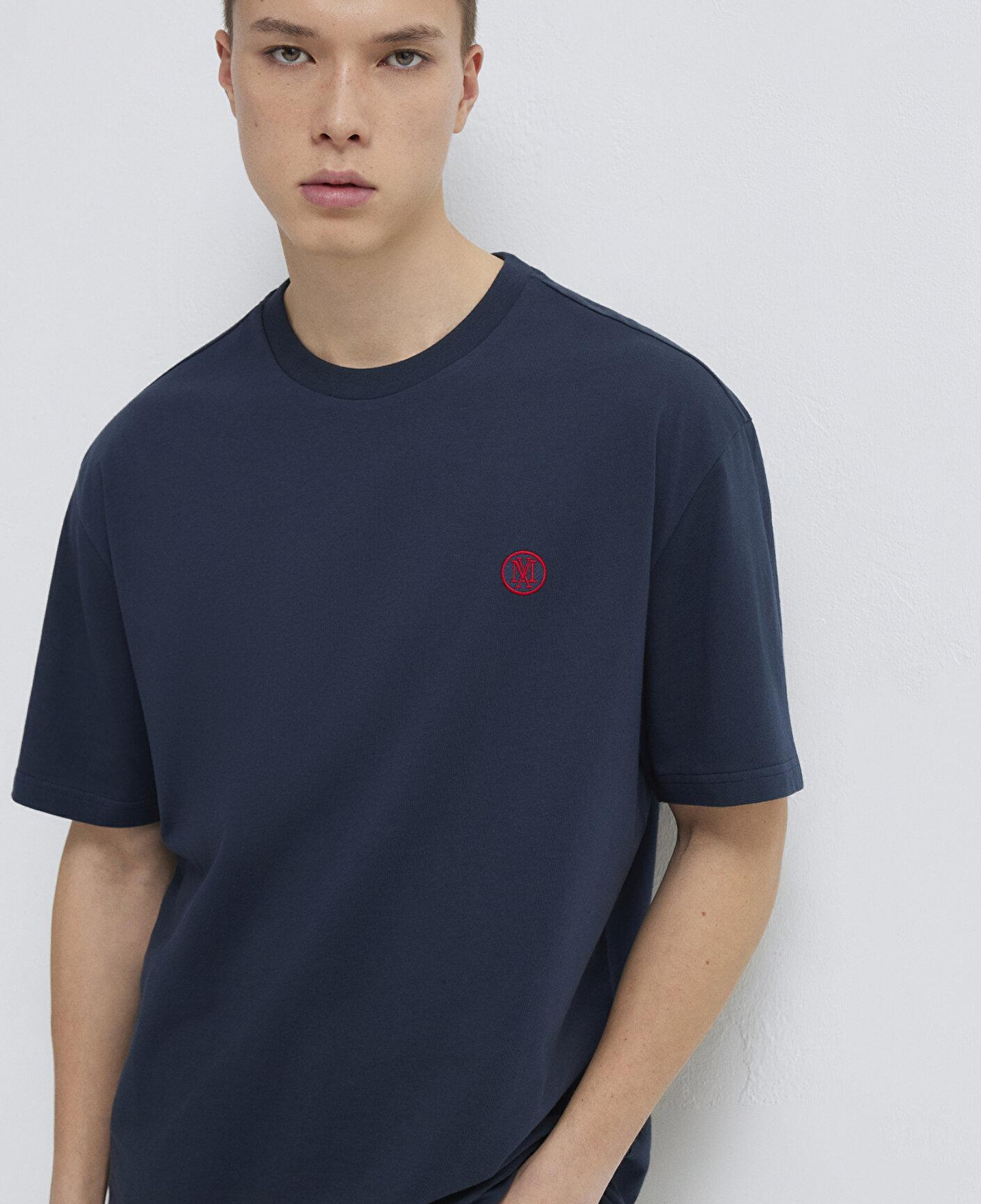 Mavi Mavi Logo İşlemeli Lacivert Basic Tişört Loose Fit / Bol Rahat Kesim 067074-33207