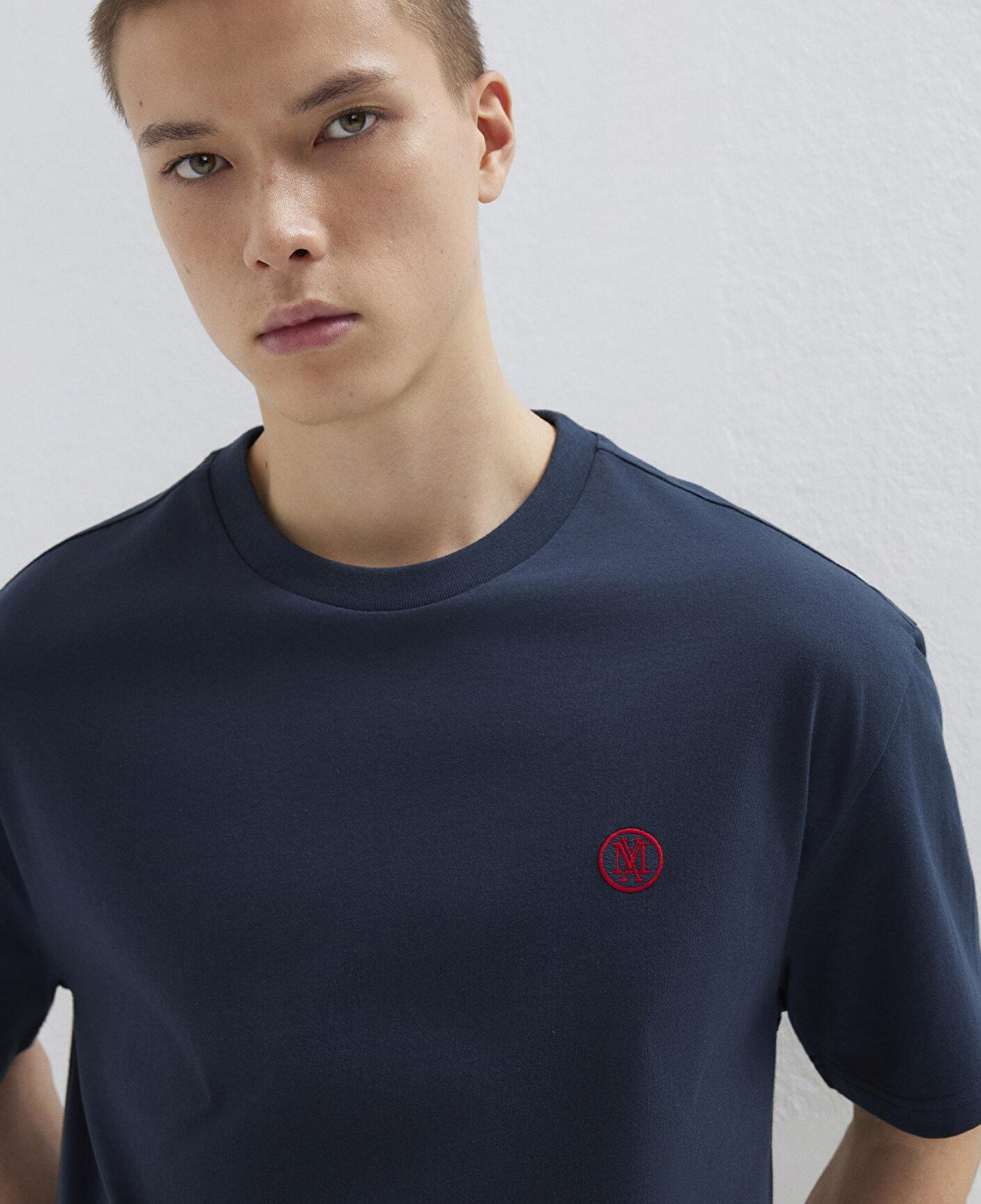 Mavi Mavi Logo İşlemeli Lacivert Basic Tişört Loose Fit / Bol Rahat Kesim 067074-33207