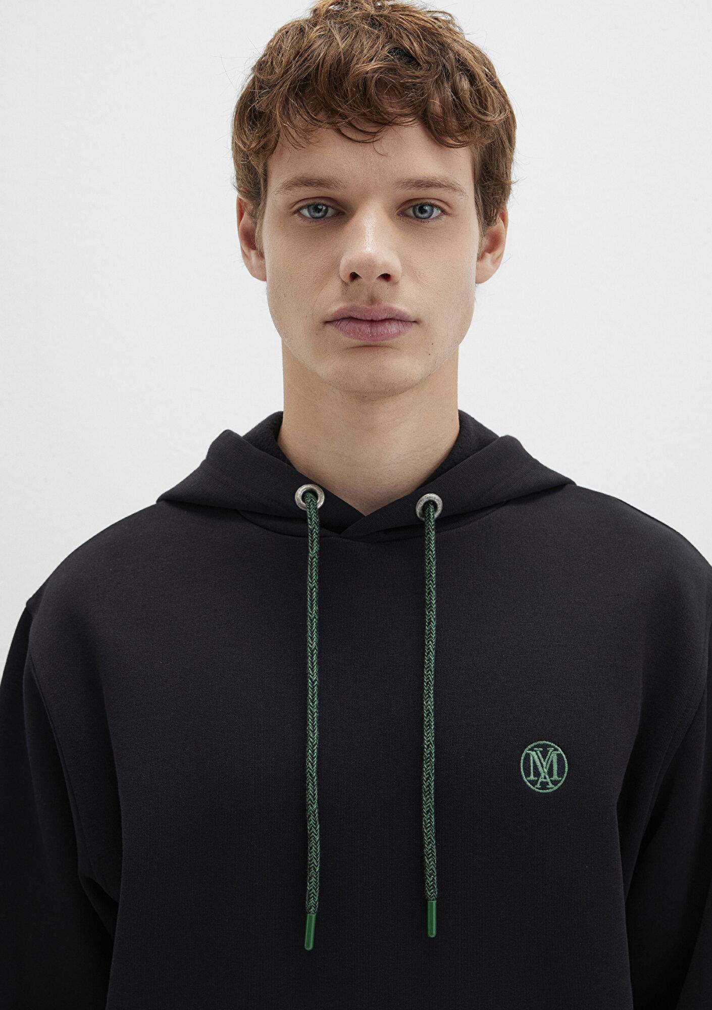 Mavi Mavi Logo Nakışlı Kapüşonlu Siyah Sweatshirt 065809-900