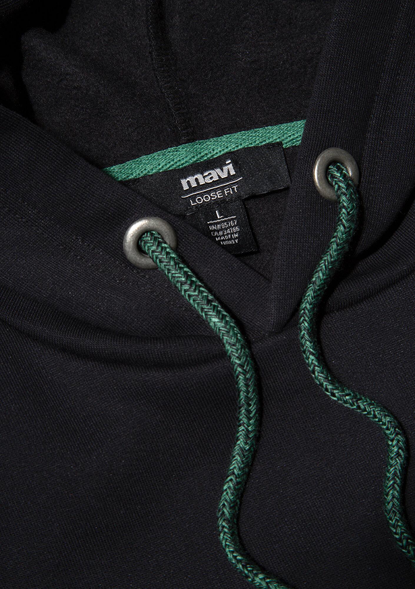 Mavi Mavi Logo Nakışlı Kapüşonlu Siyah Sweatshirt 065809-900