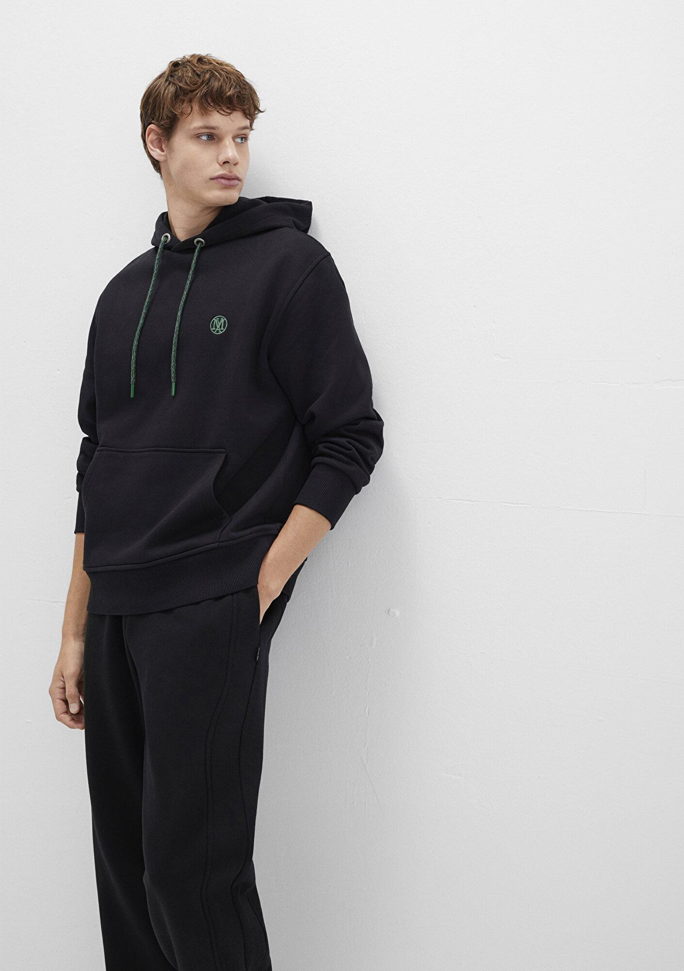 Mavi Mavi Logo Nakışlı Kapüşonlu Siyah Sweatshirt 065809-900