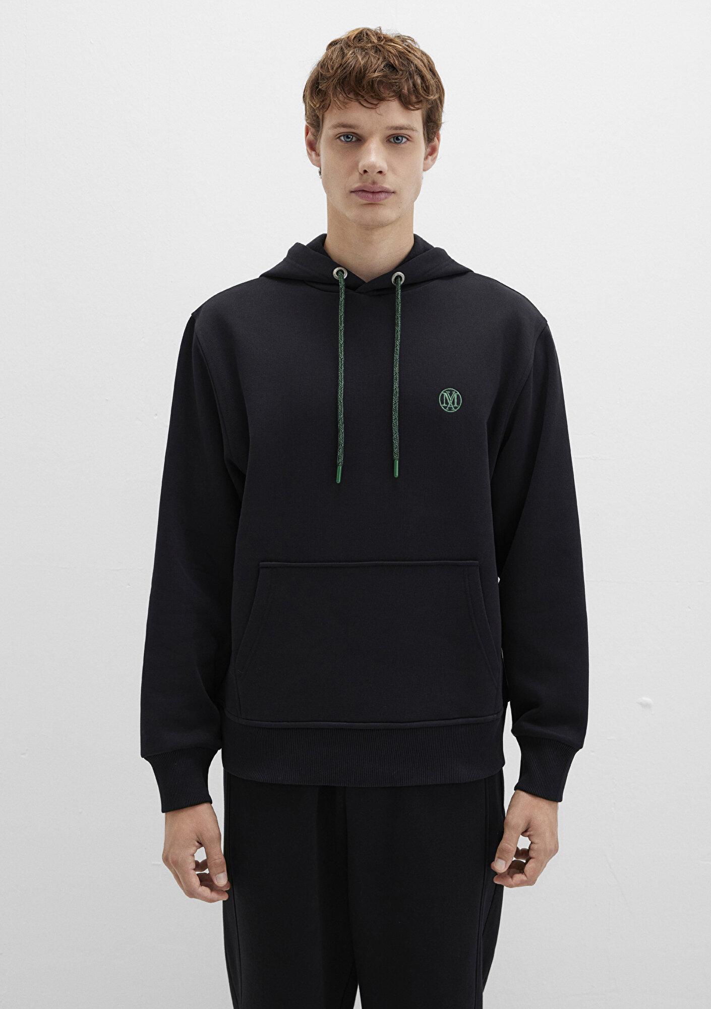 Mavi Mavi Logo Nakışlı Kapüşonlu Siyah Sweatshirt 065809-900