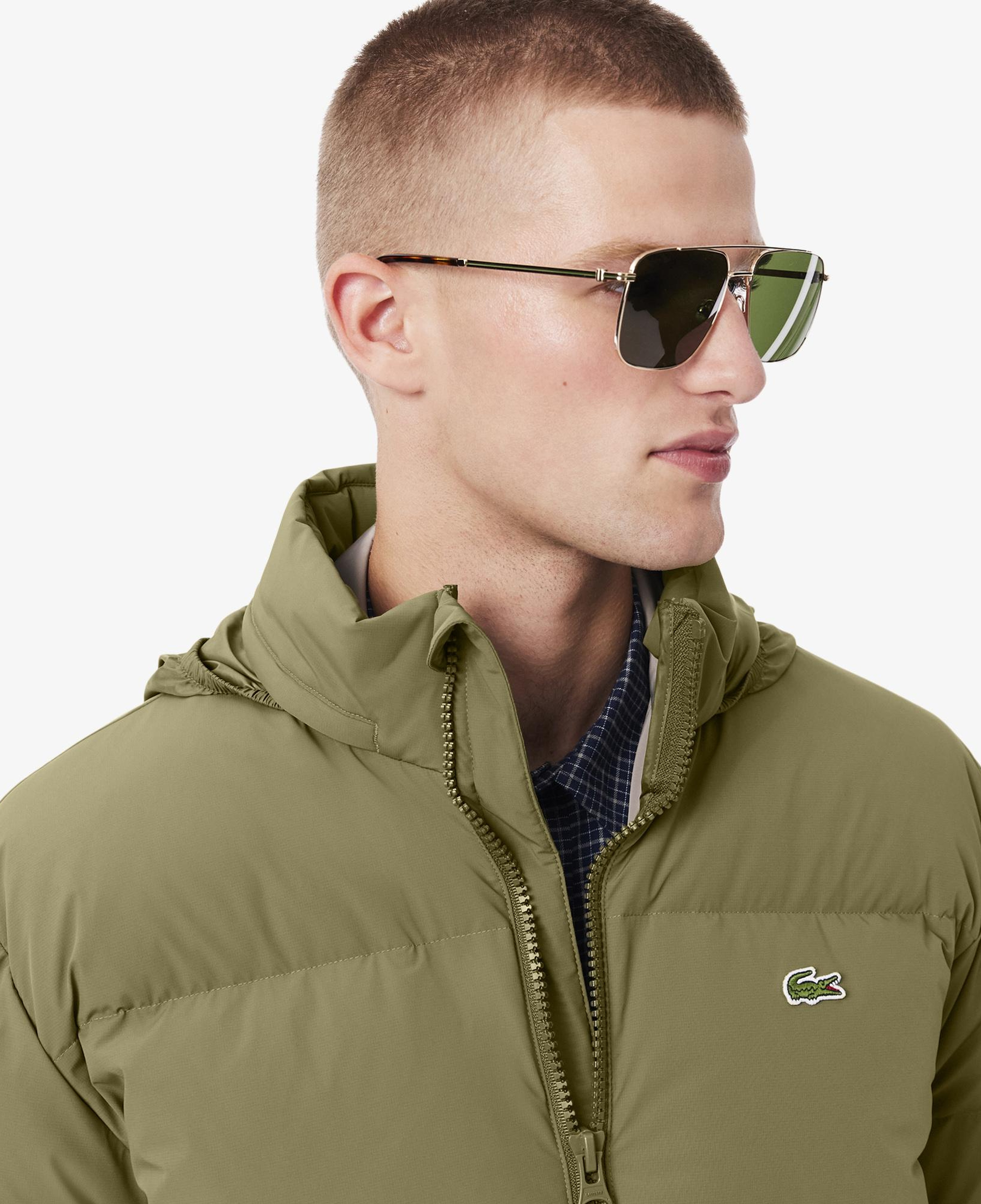 Lacoste Erkek Relaxed Fit Kapüşonlu Haki Mont