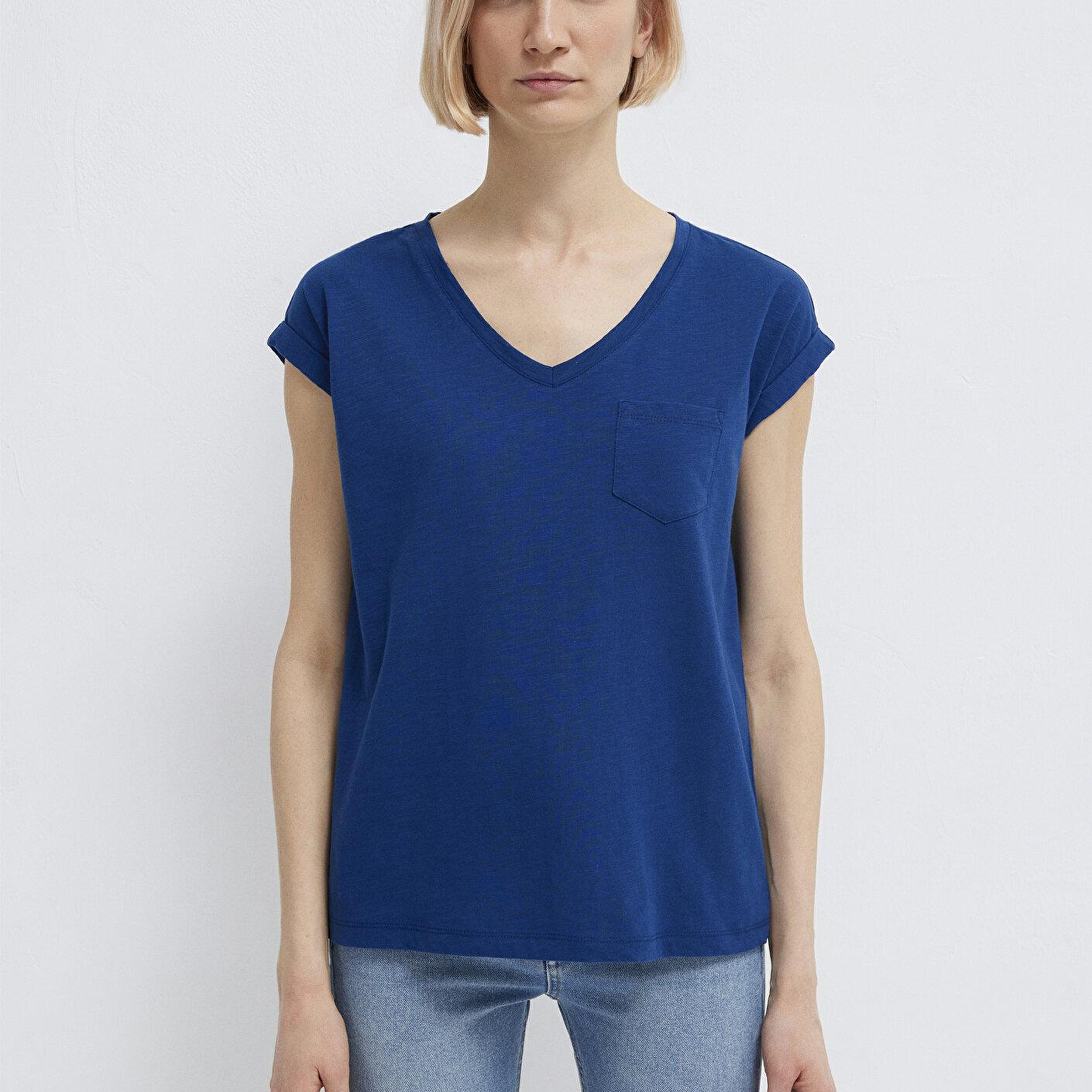 Mavi Lacivert Basic Tişört Loose Fit / Bol Rahat Kesim 1600961-30808