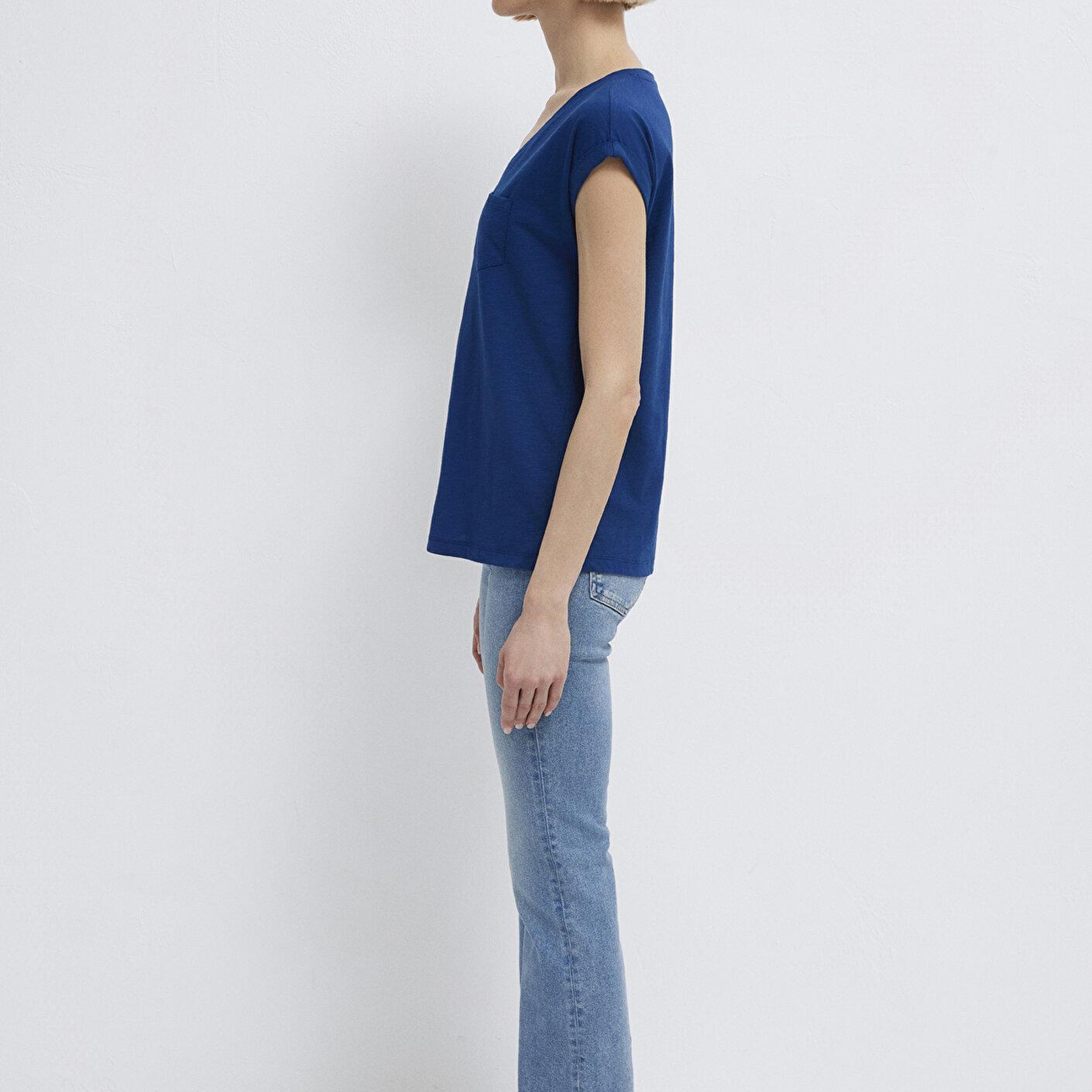 Mavi Lacivert Basic Tişört Loose Fit / Bol Rahat Kesim 1600961-30808