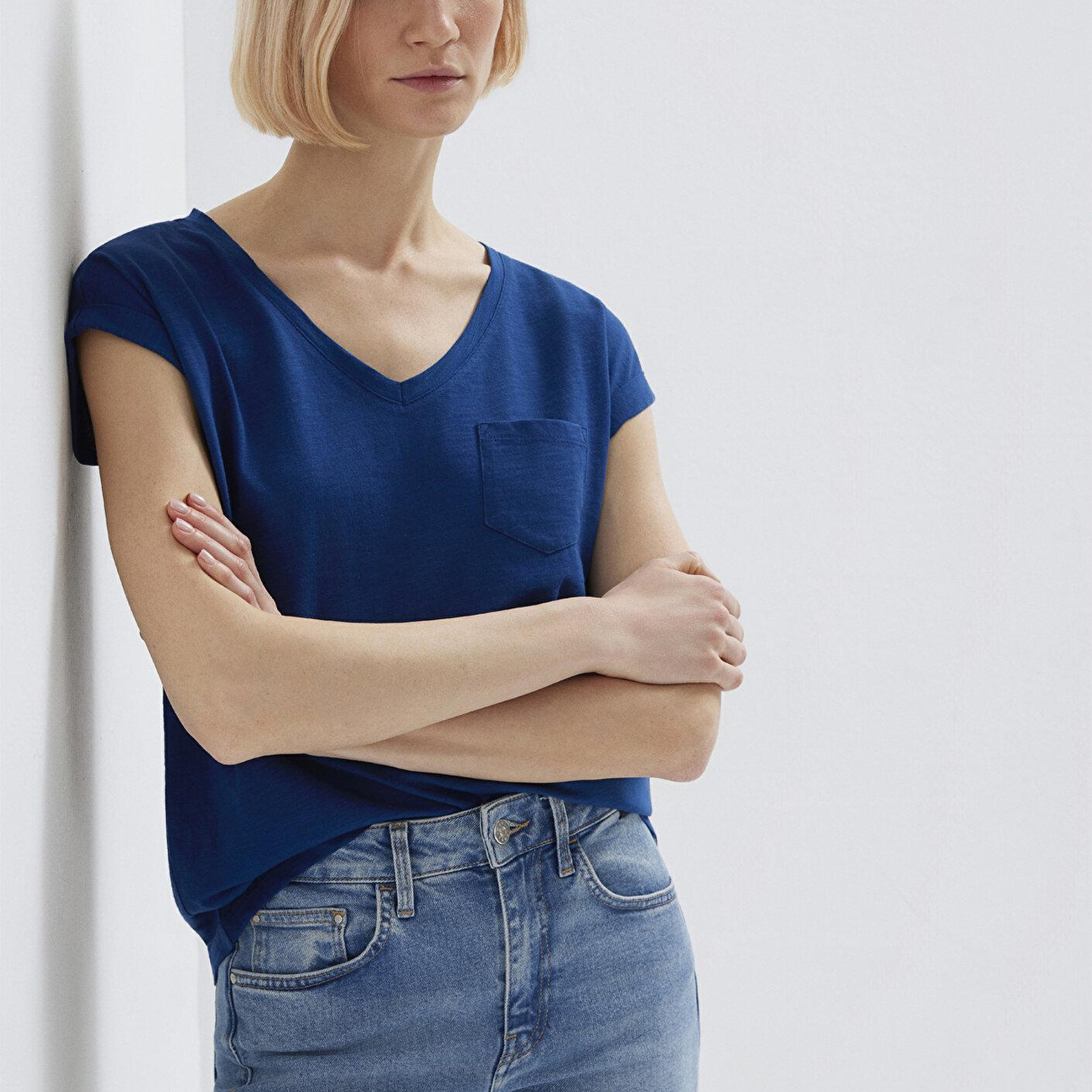 Mavi Lacivert Basic Tişört Loose Fit / Bol Rahat Kesim 1600961-30808