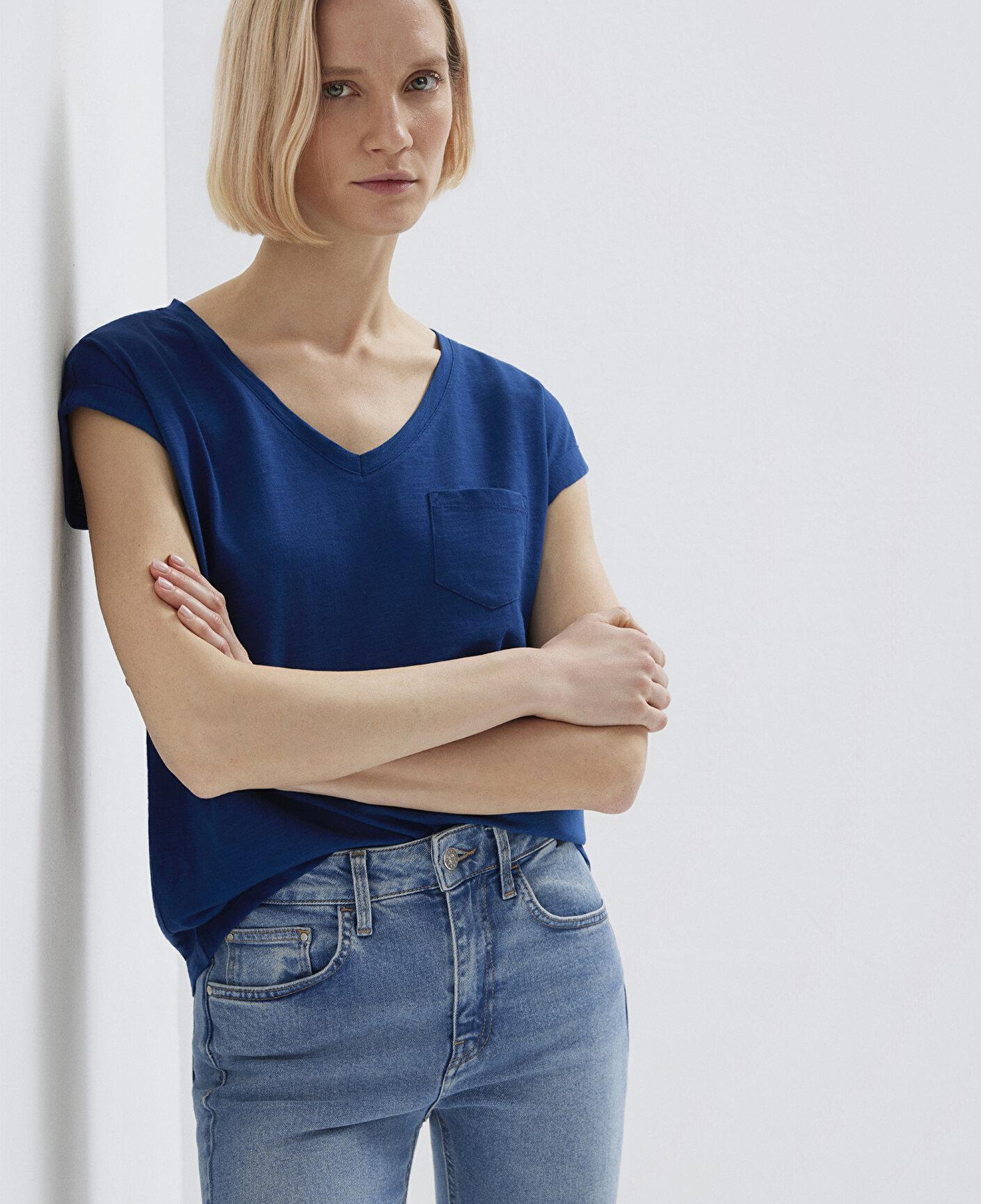 Mavi Lacivert Basic Tişört Loose Fit / Bol Rahat Kesim 1600961-30808