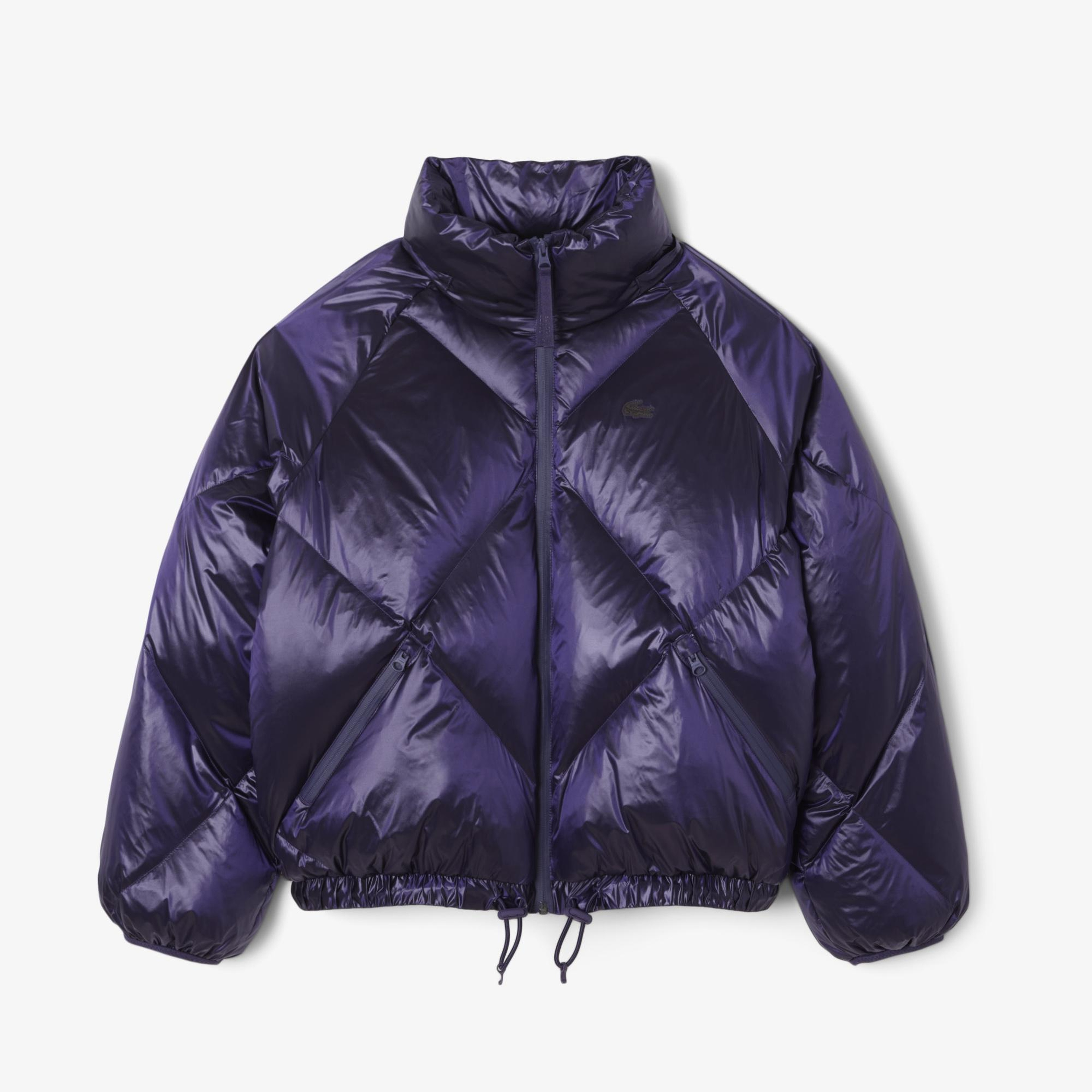 Lacoste Kadın Oversize Fit Kapüşonlu Kapitone Mor Mont
