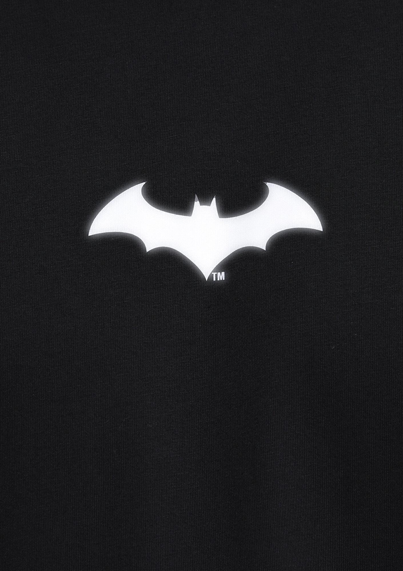 Mavi Batman Baskılı Siyah Tişört Loose Fit / Bol Rahat Kesim 066878-900