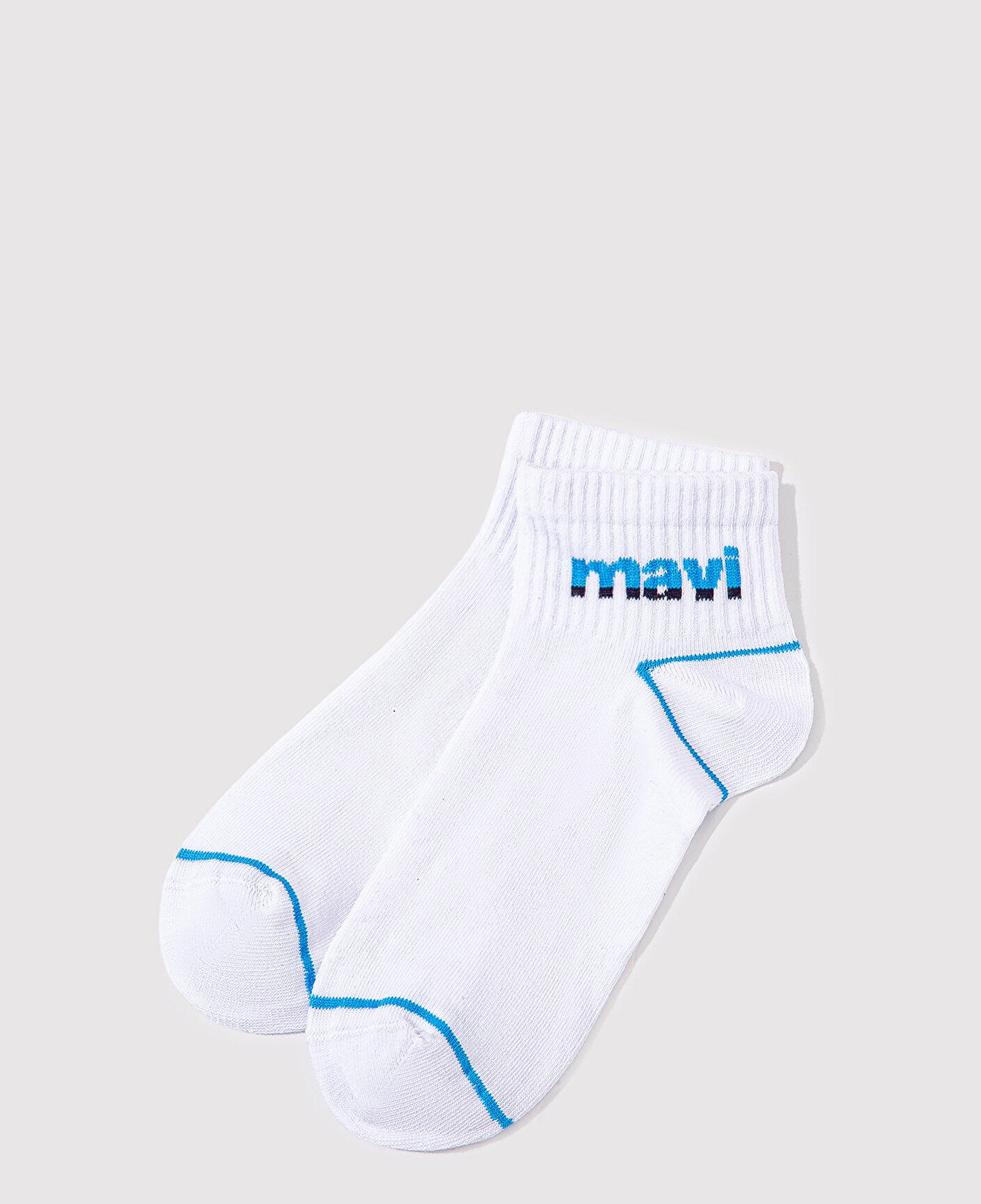Mavi Mavi Logo Baskılı Beyaz Soket Çorap 092523-620