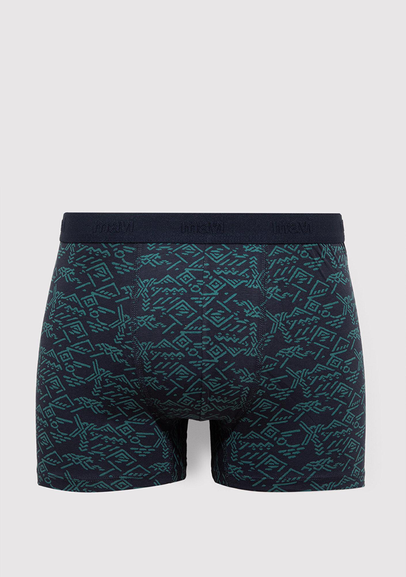 Mavi Baskılı Lacivert Boxer 092459-33648