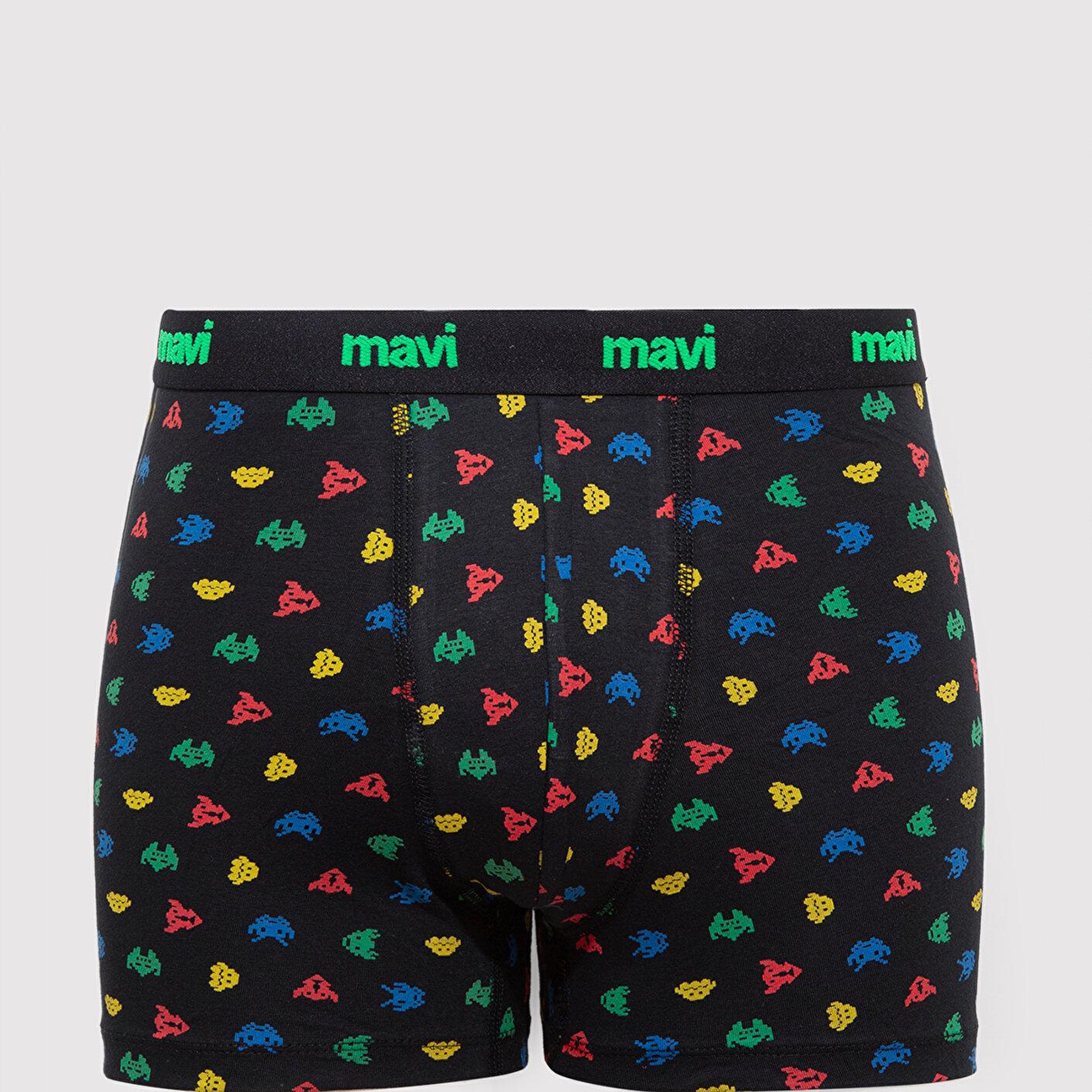 Mavi Baskılı Siyah Boxer 092259-900