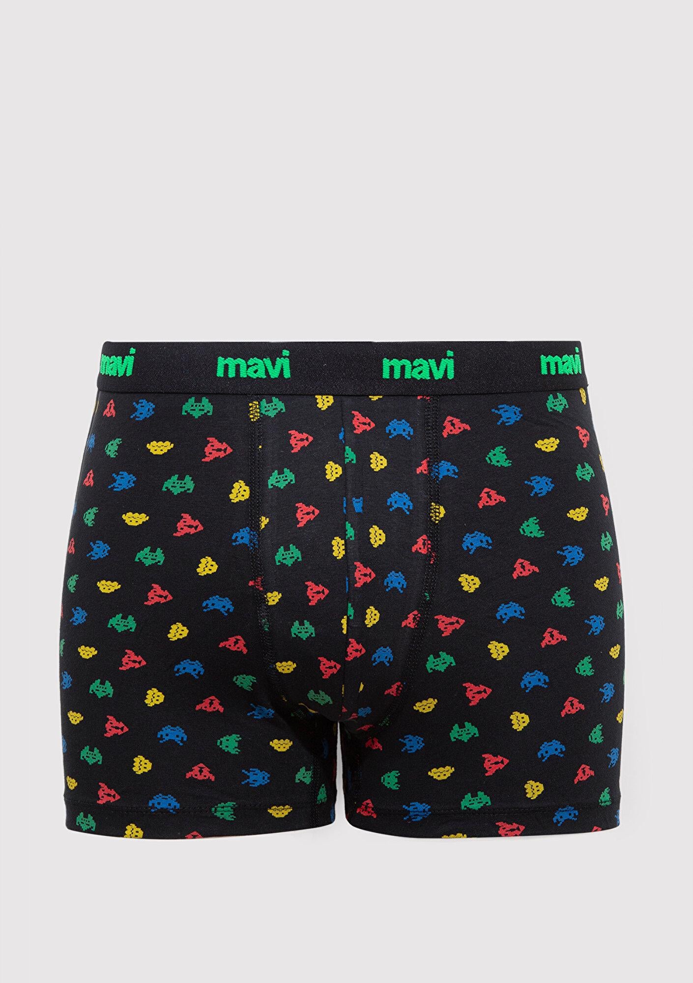 Mavi Baskılı Siyah Boxer 092259-900