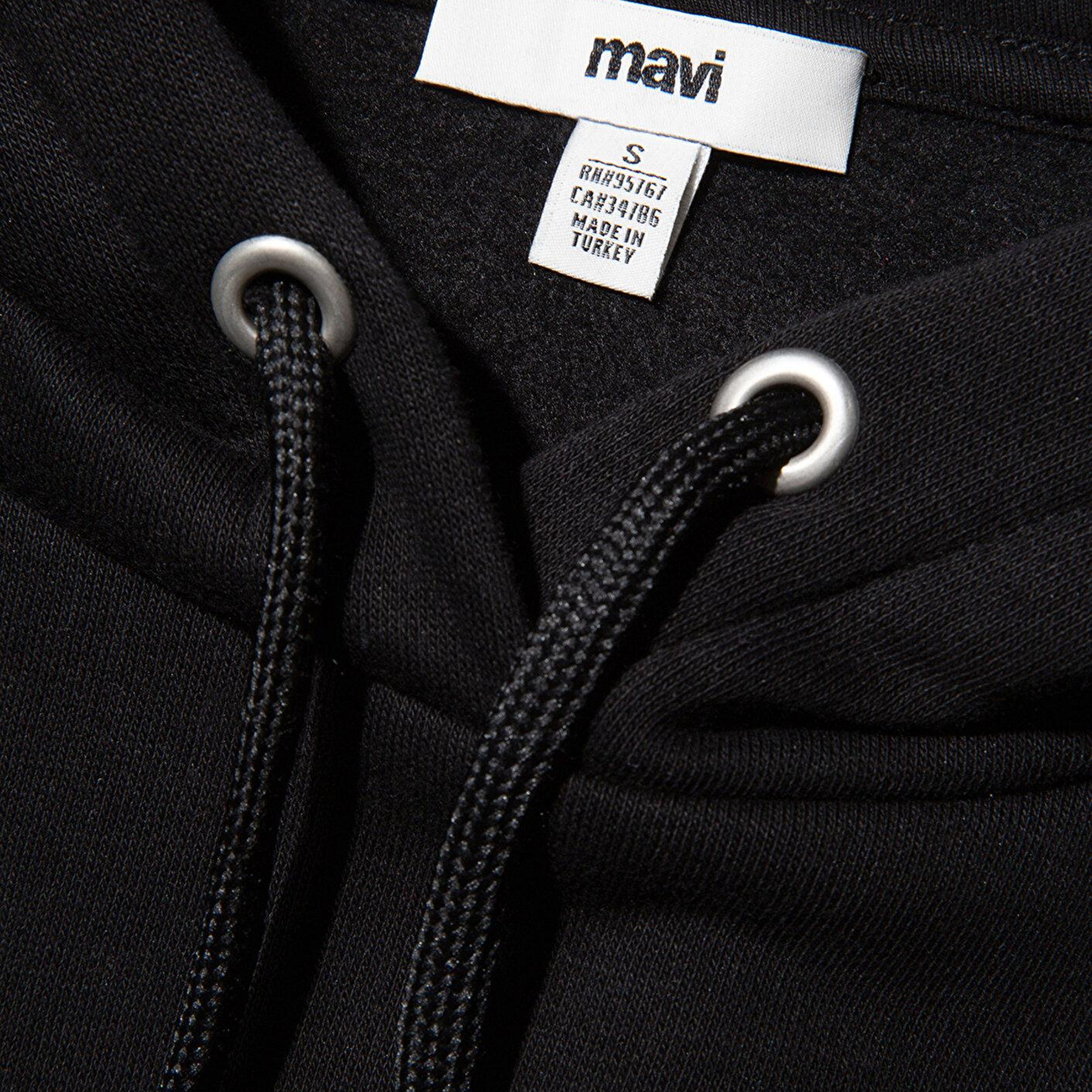 Mavi Mavi Logo Baskılı Kapüşonlu Siyah Sweatshirt 168334-900
