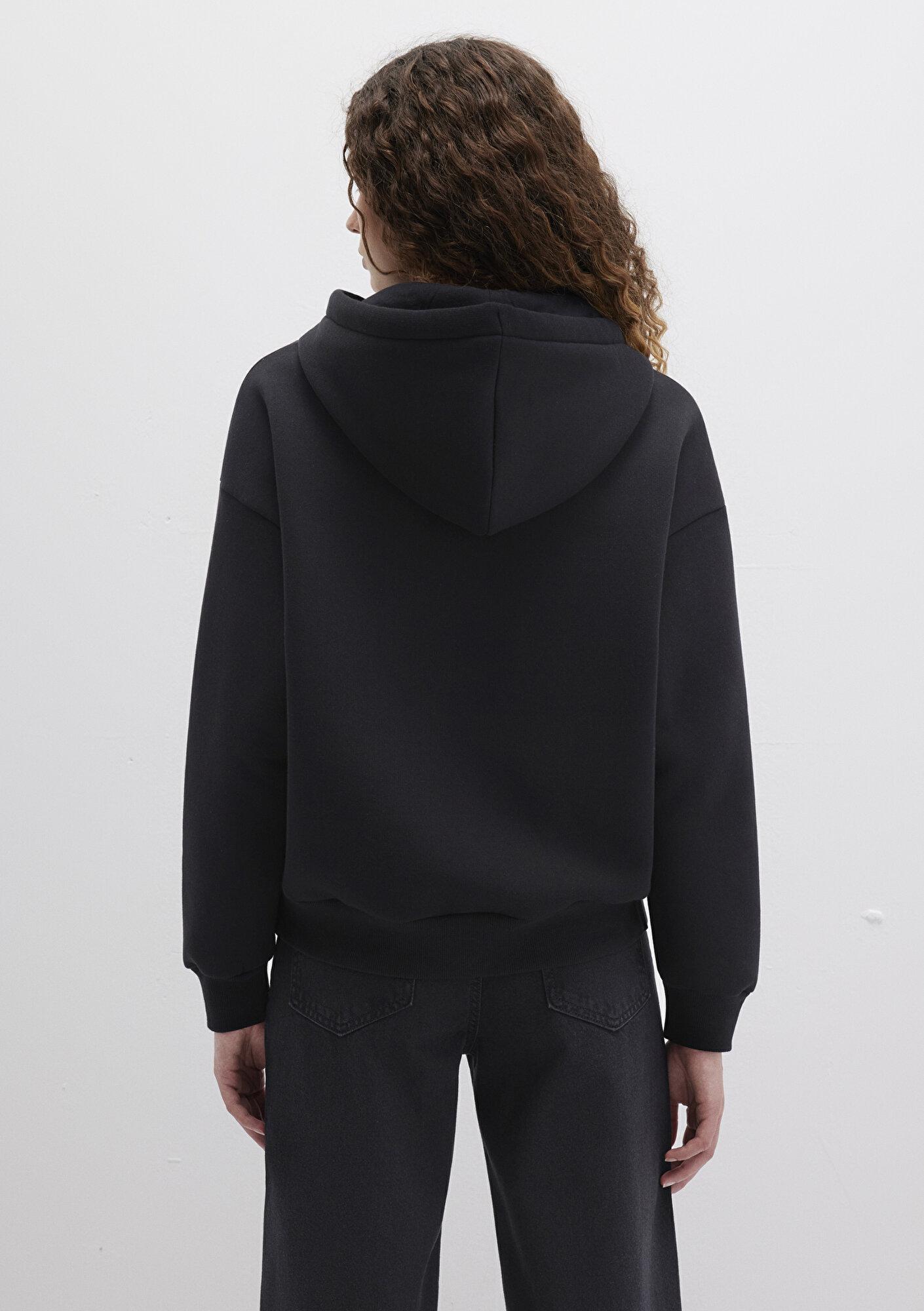 Mavi Mavi Logo Baskılı Kapüşonlu Siyah Sweatshirt 168334-900