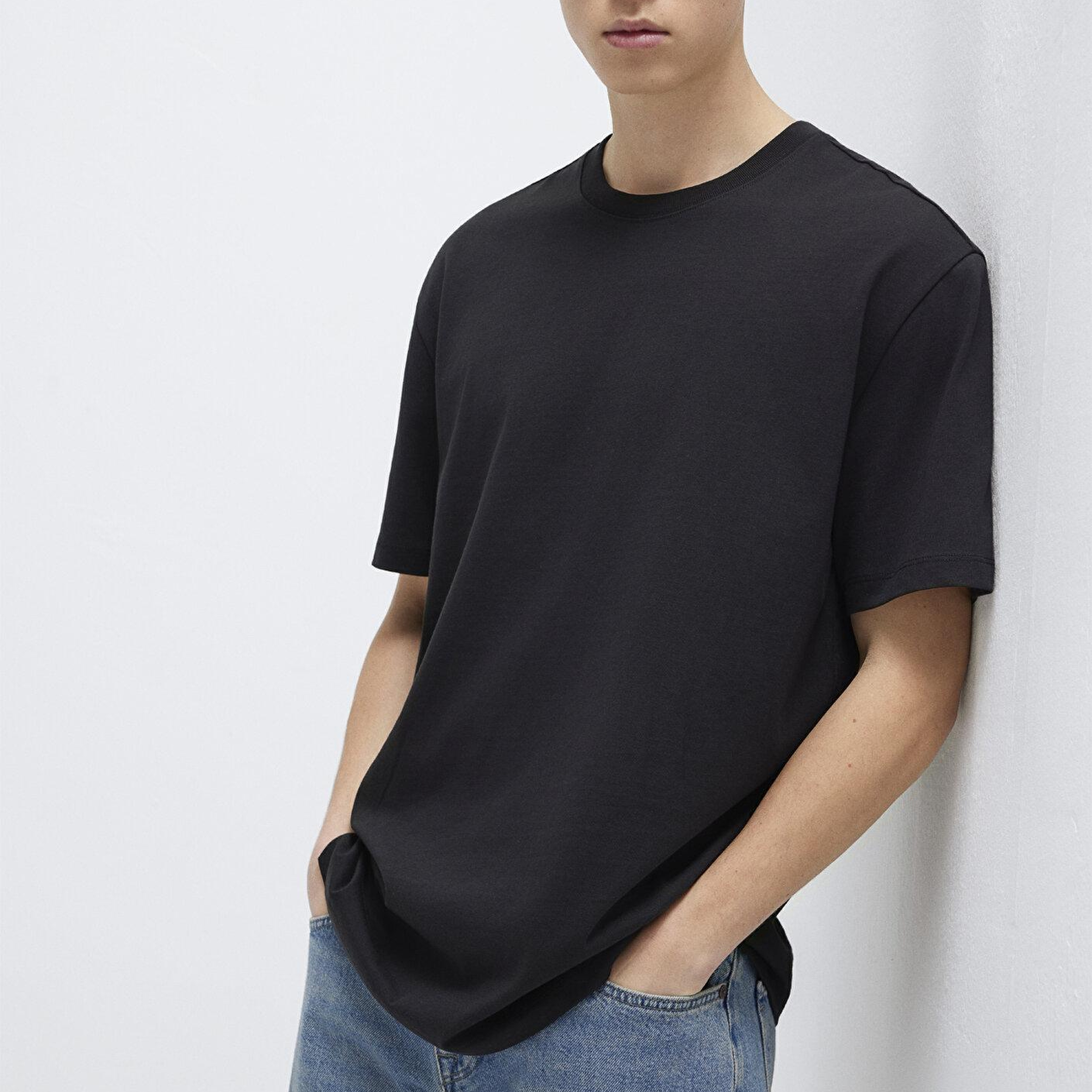 Mavi Siyah Basic Tişört Loose Fit / Bol Rahat Kesim 066249-900