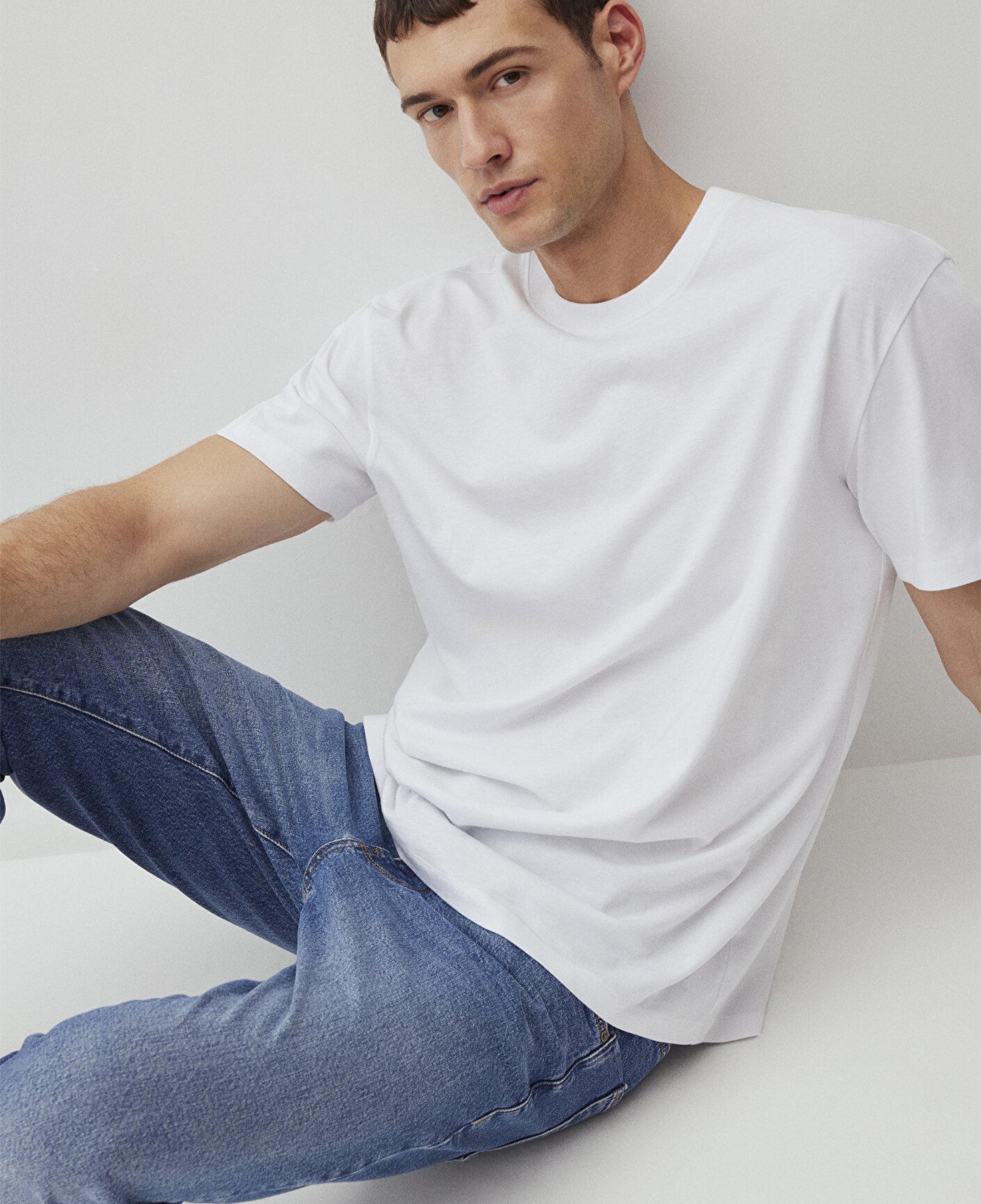 Mavi Beyaz Basic Tişört Loose Fit / Bol Rahat Kesim 066249-620
