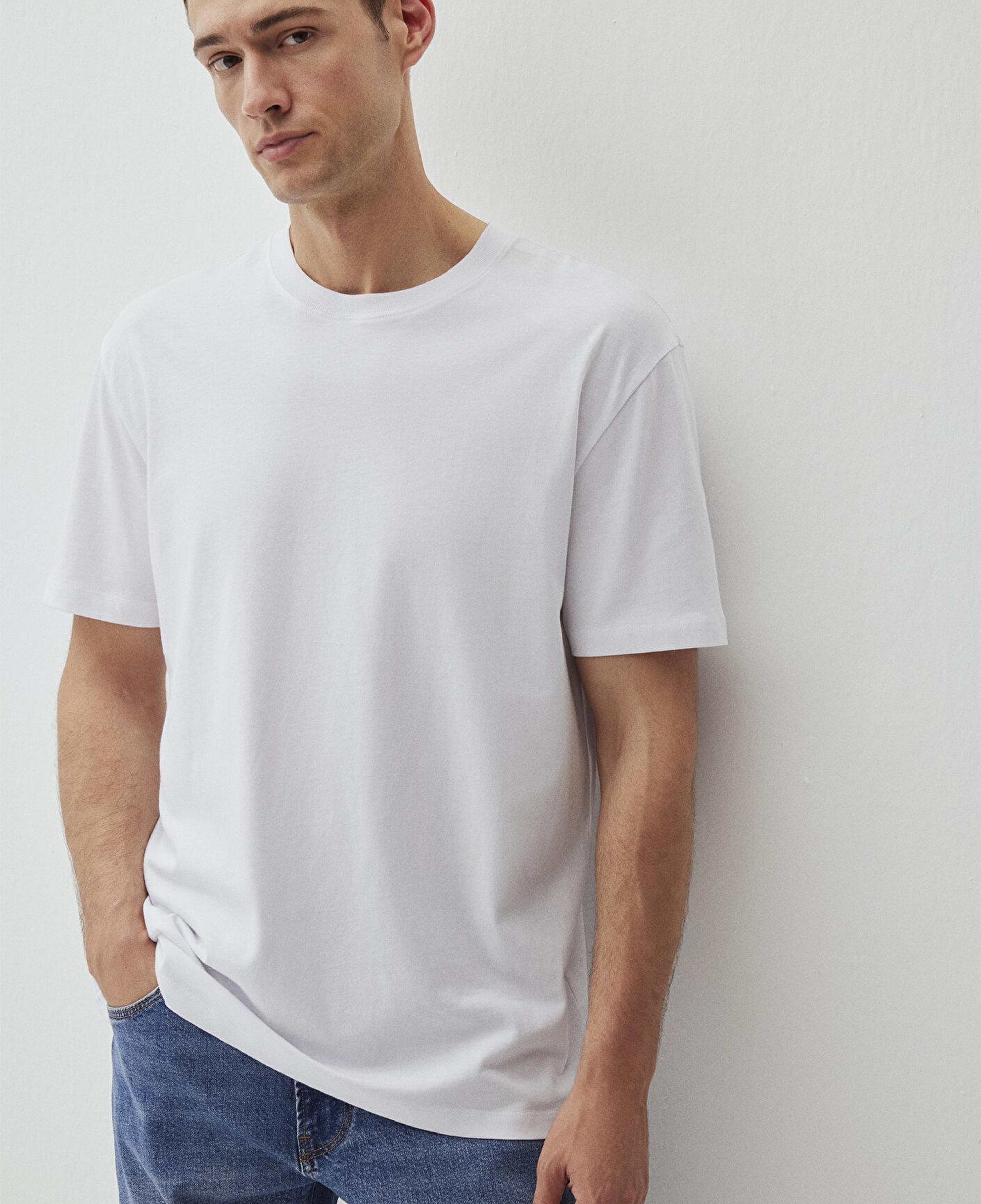 Mavi Beyaz Basic Tişört Loose Fit / Bol Rahat Kesim 066249-620