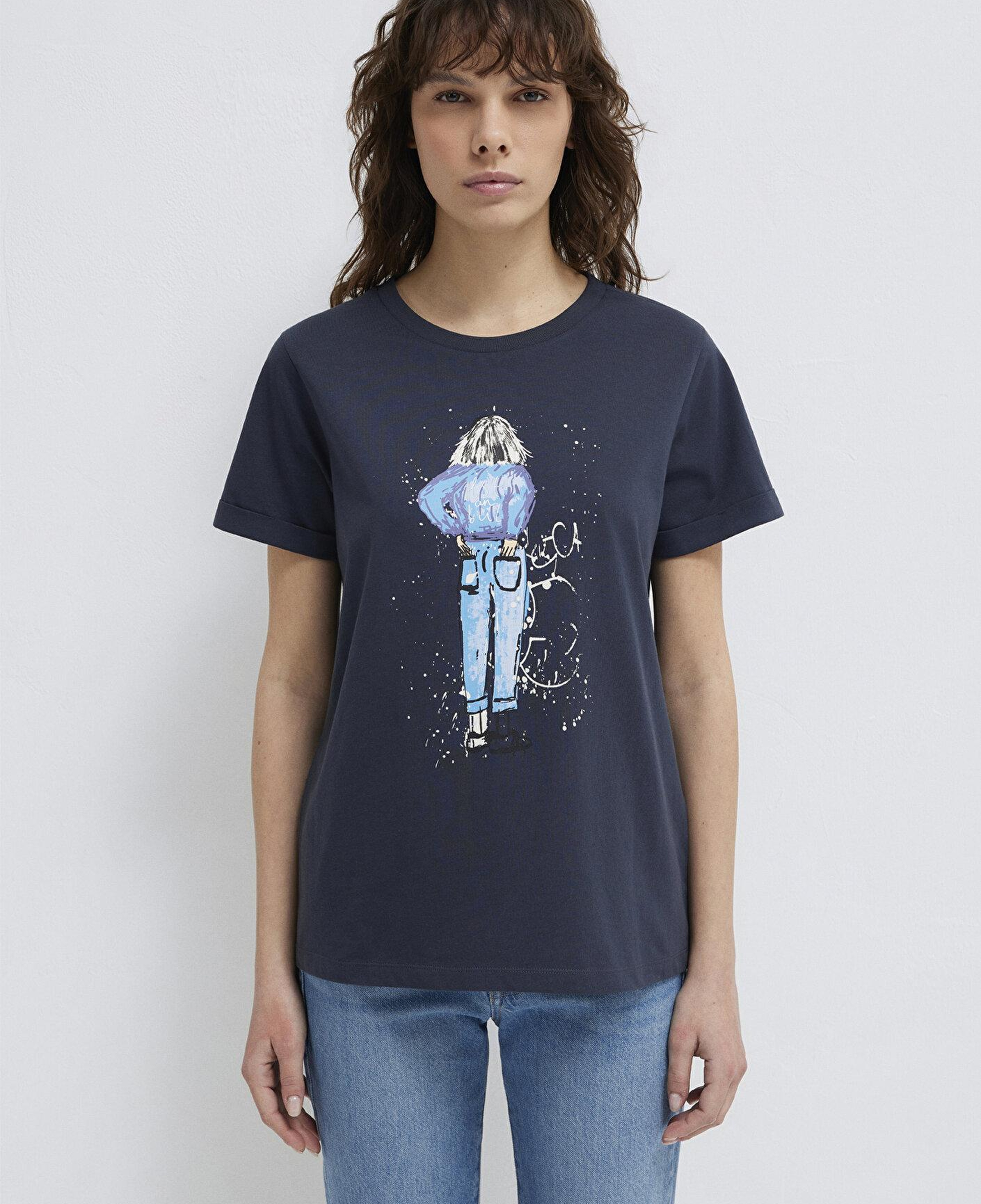 Mavi Denim Kız Baskılı Antrasit İstanbul Tişört Regular Fit / Normal Kesim 168890-29726